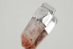 Australian Phantom Lithium Quartz Point Stack Pendant, Organic Textured 925 Sterling Silver,Heart Chakra,Libra, Balance, Unique Gift - No/01