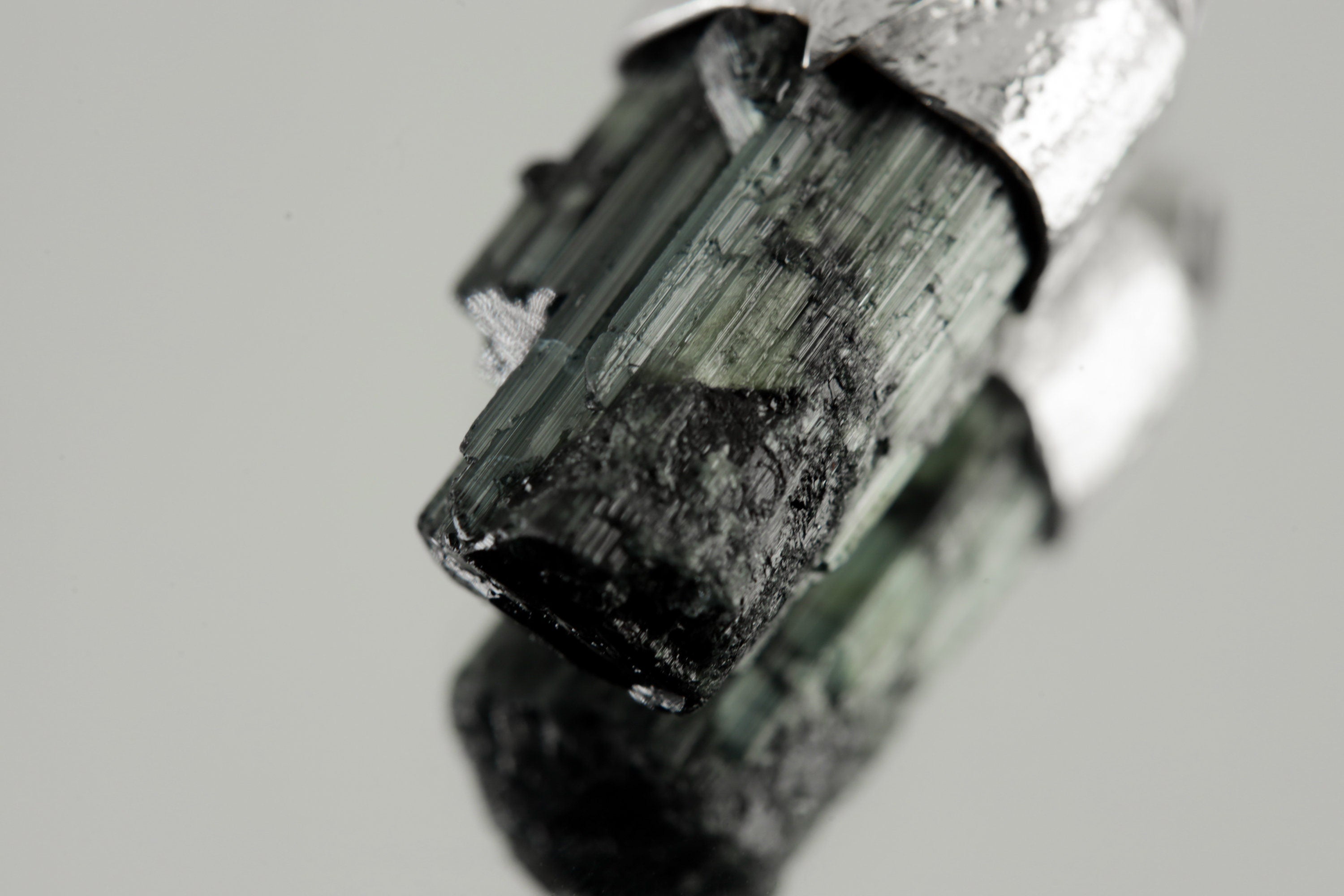 Raw Green Tourmaline Necklace: Sterling Silver Textured Pendant