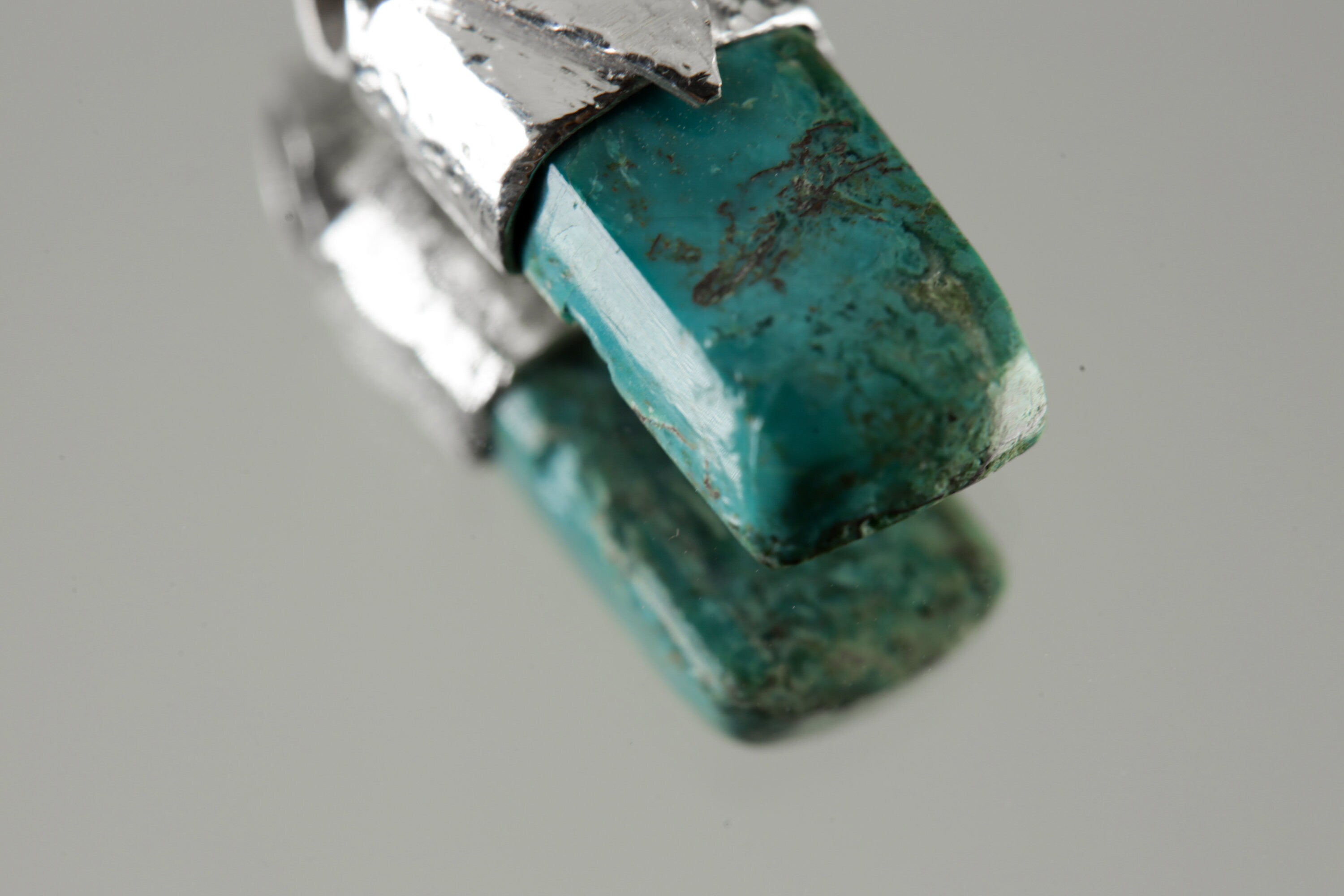 Tiny Australian Chrysocolla Cabochon - Stack Pendant - Organic Textured 925 Sterling Silver - Crystal Necklace