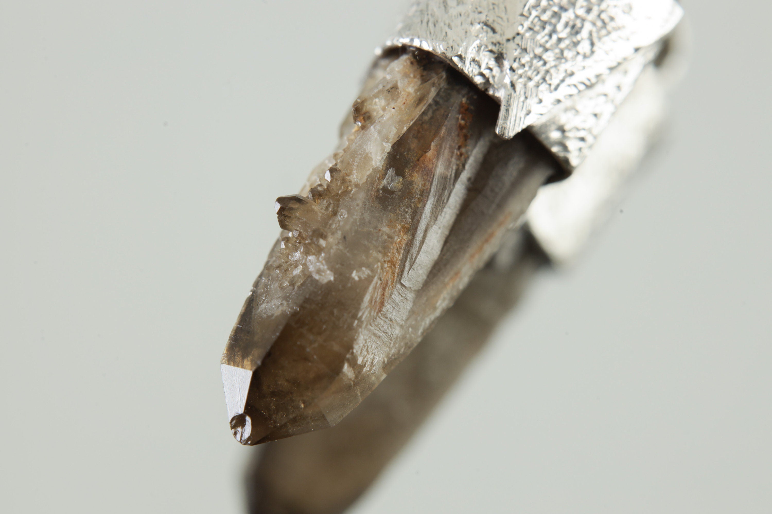 Torrington Cathedral Citrine Quartz Point Pendant, Textured Sterling Silver