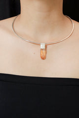 Australian Lithium Quartz Point Stack Pendant, Organic Textured 925 Sterling Silver, Heart Chakra,Libra Zodiac,Emotional Healing,Unique Gift
