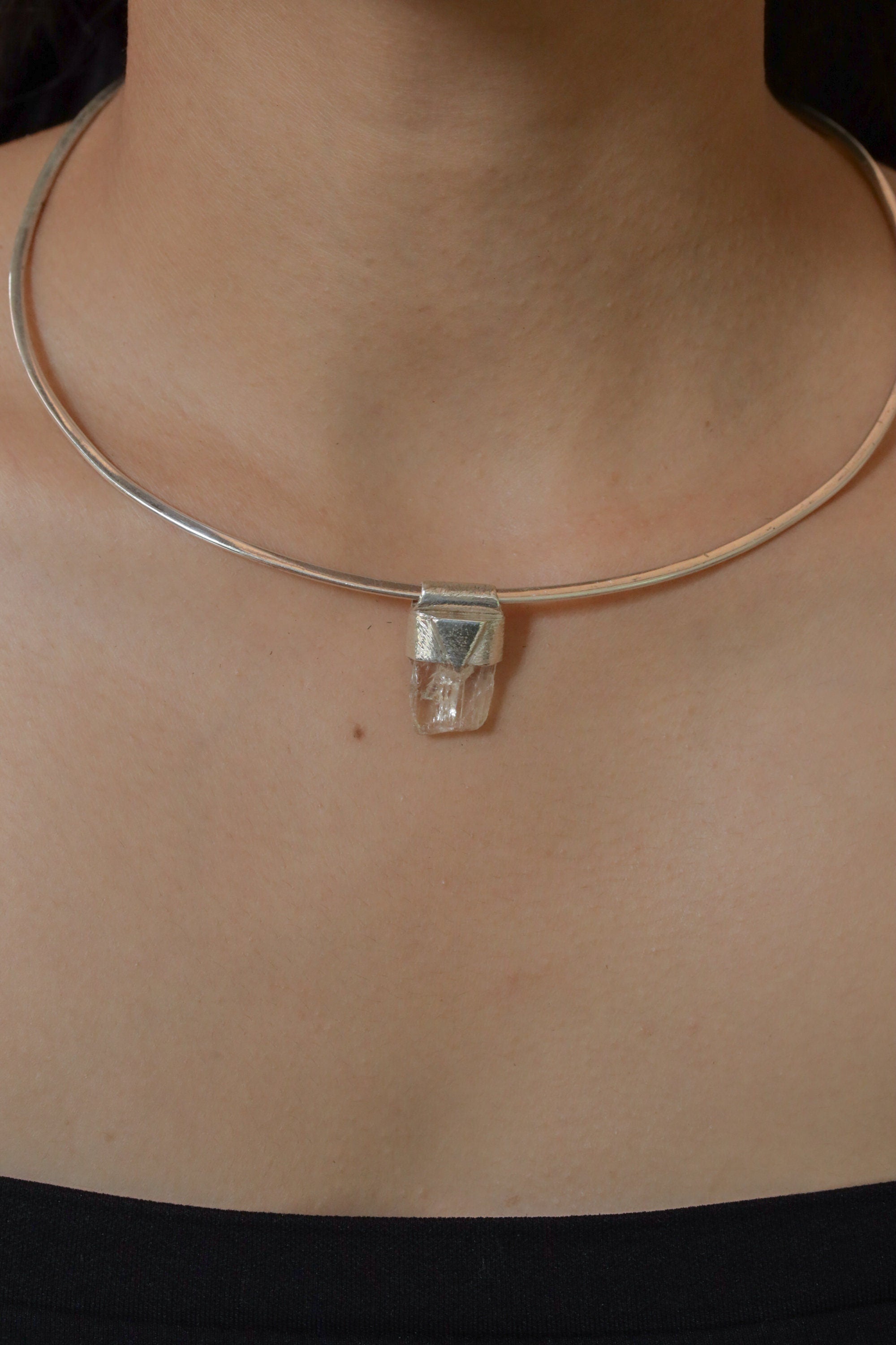 Rainbow Spodumene Sterling Silver Pendant: Raw Crystal Heart Chakra