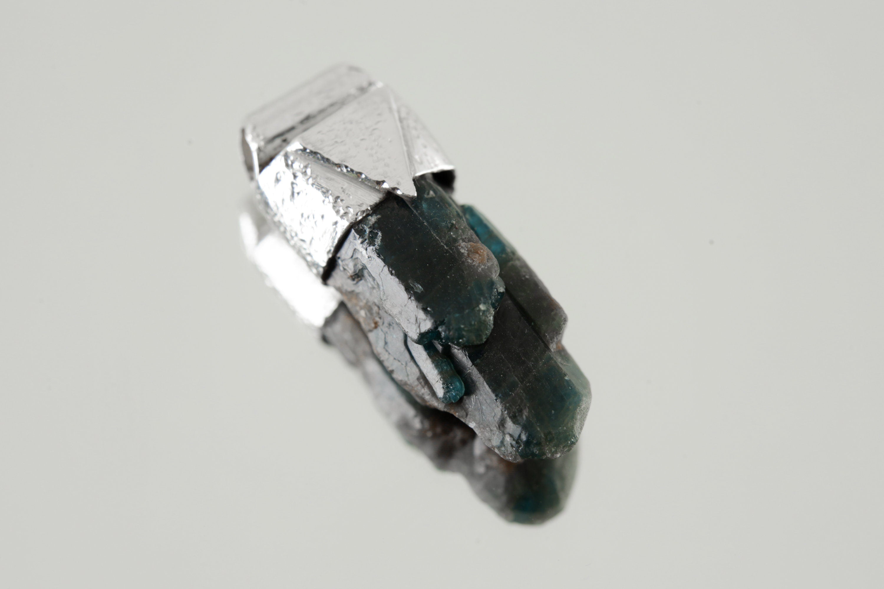 Rare Multi-Terminated Blue Apatite Specimen Pendant, Stack Collection Charm, Organic Textured Sterling Silver, Throat Chakra, Gemini Zodiac