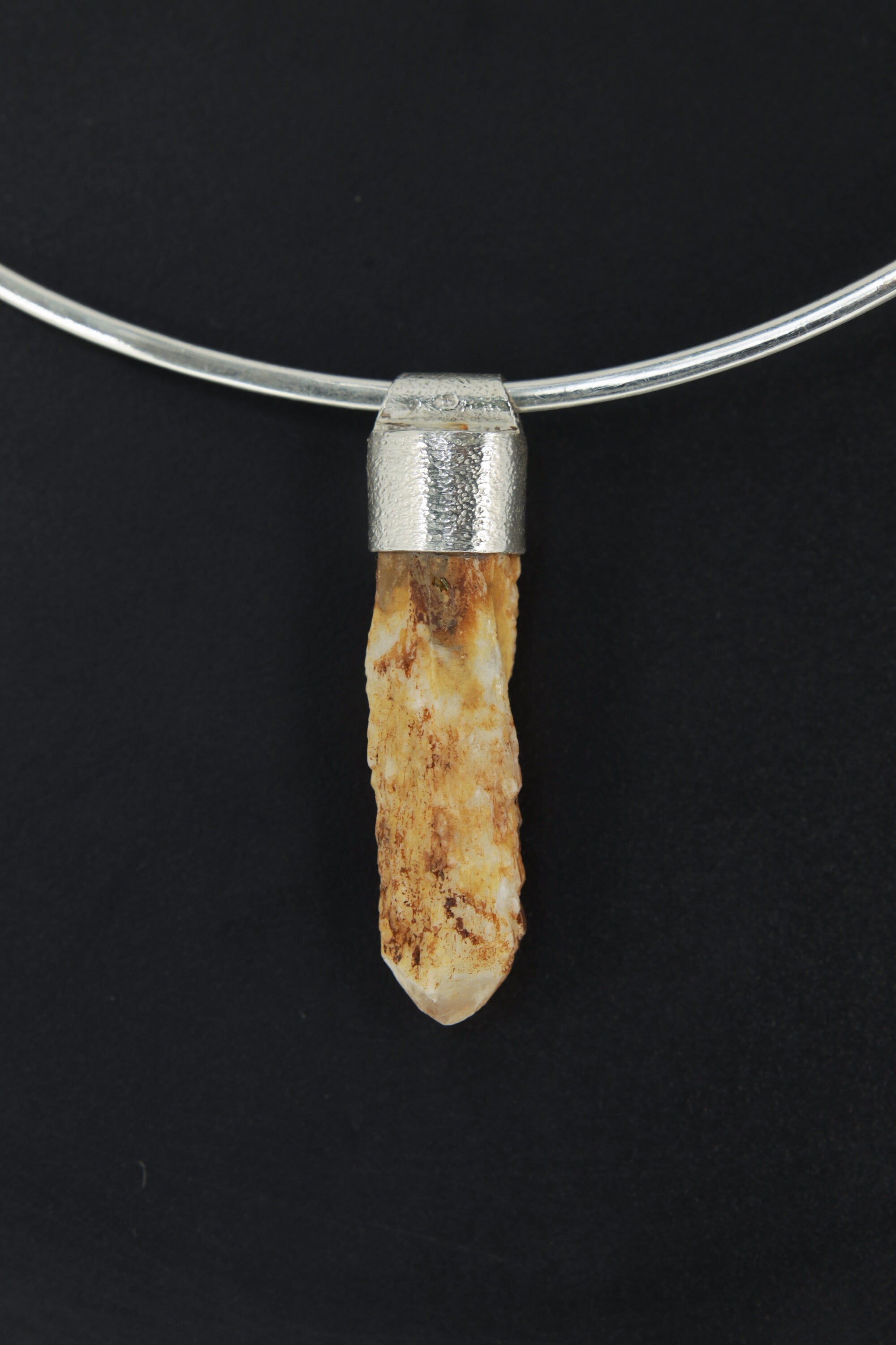 Australian Lithium Drusy Cathedral Candle Quartz Point - Stack Pendant - Organic Textured 925 Sterling Silver - Crystal Necklace