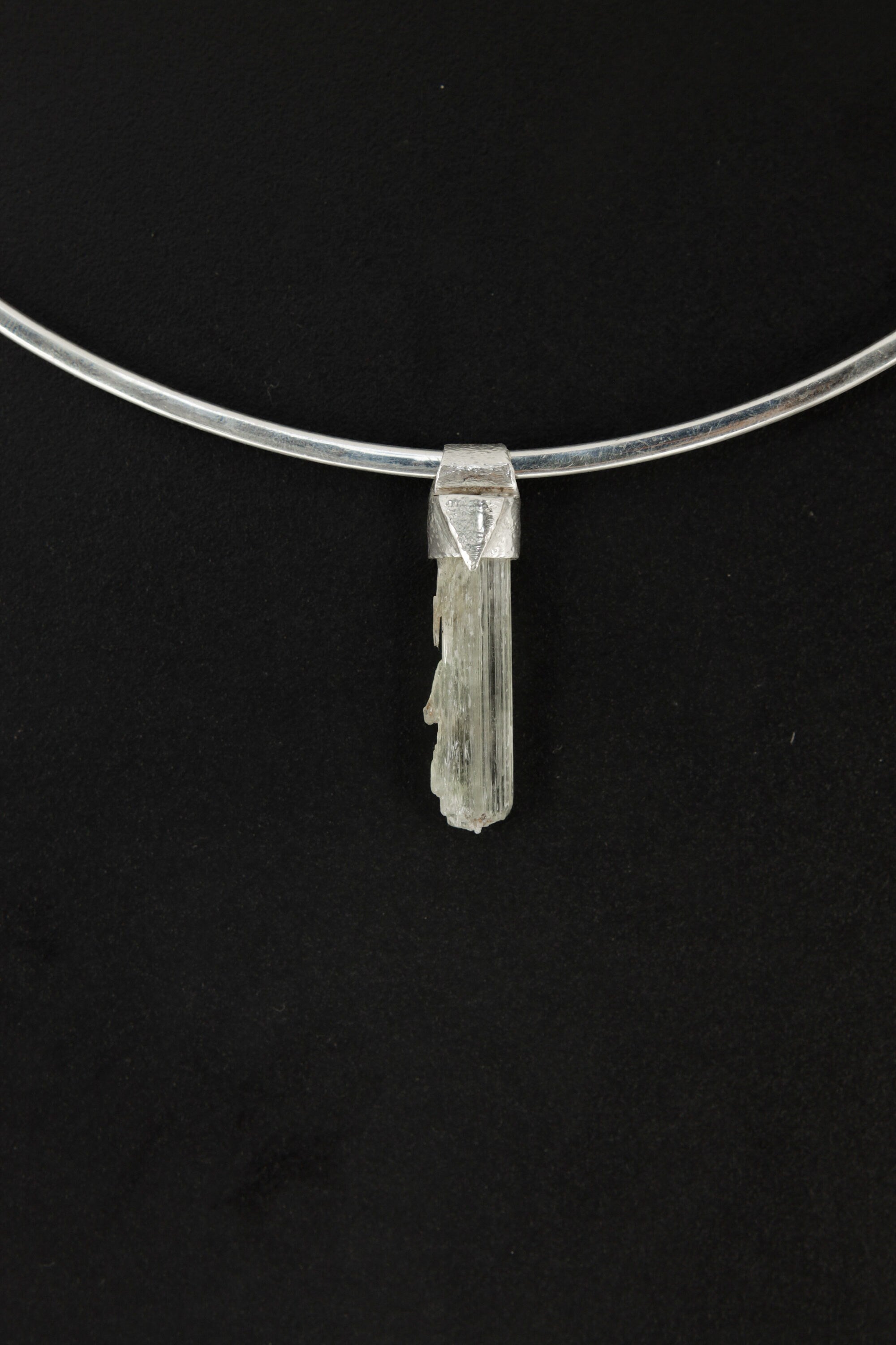 Natural Skeletal Gem Aquamarine - Stack Pendant - Organic Textured 925 Sterling Silver - Crystal Necklace