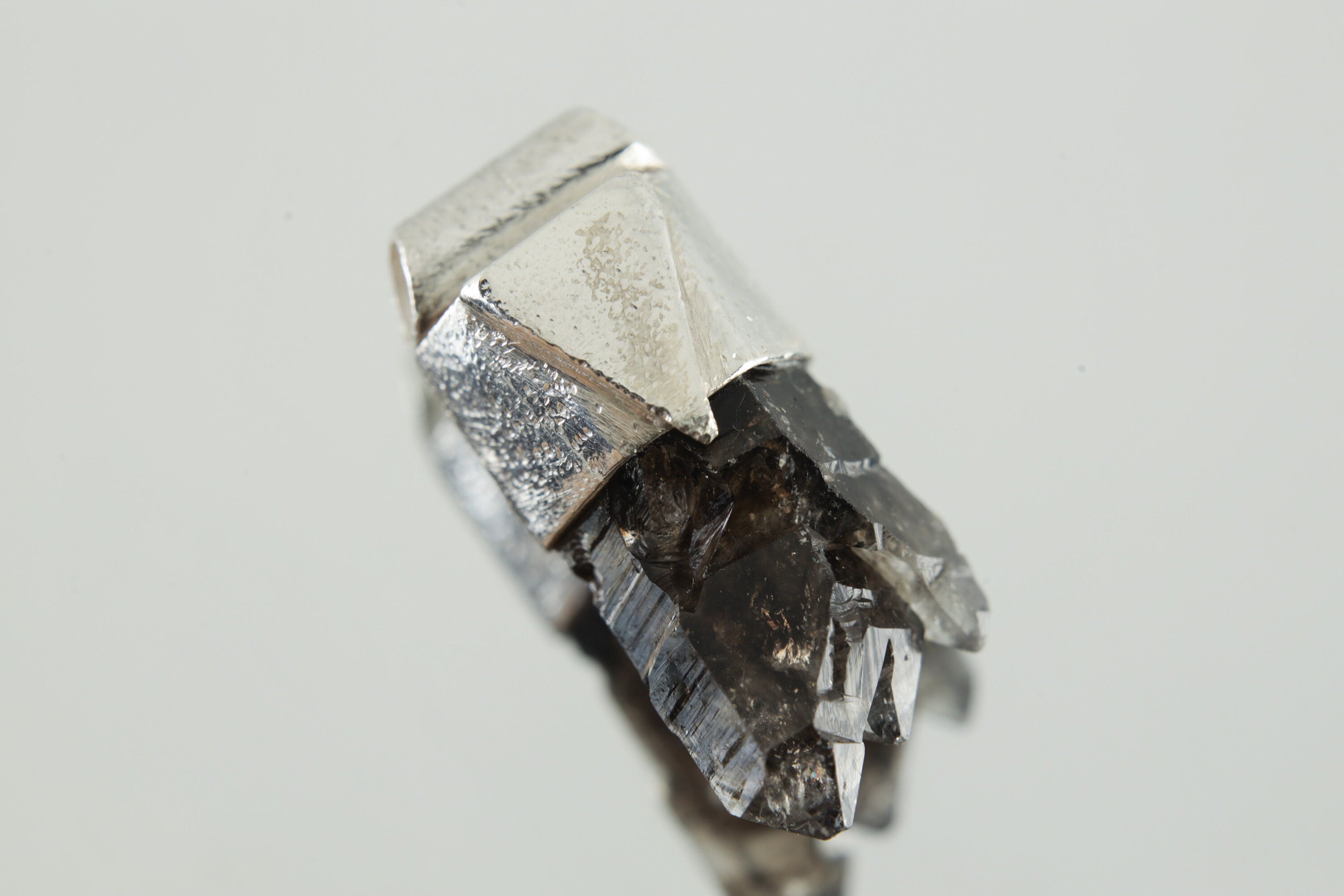 Australian Triple Terminated Morella Smoky Quartz - Stack Pendant - Organic Textured 925 Sterling Silver - Crystal Necklace