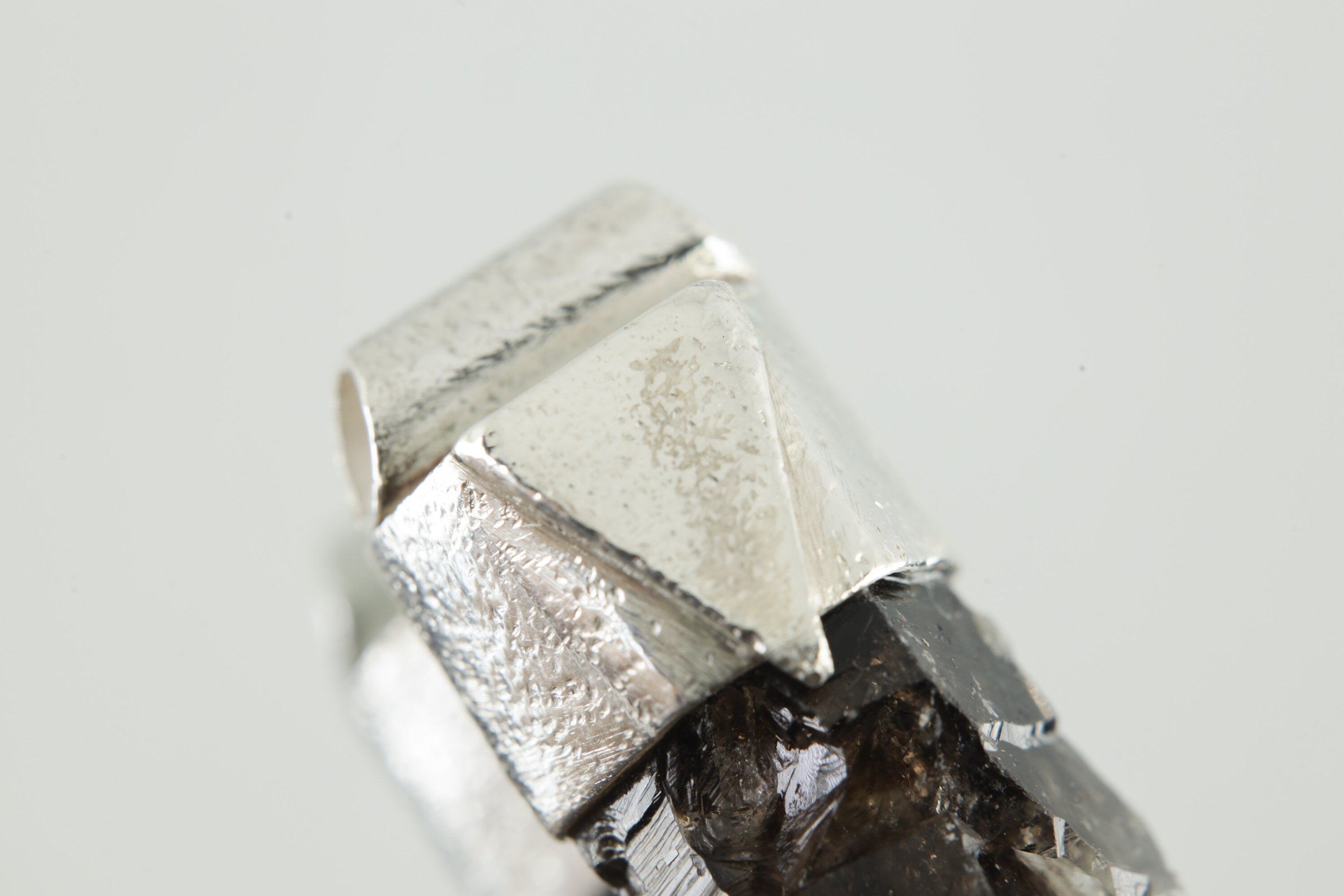 Australian Triple Terminated Morella Smoky Quartz - Stack Pendant - Organic Textured 925 Sterling Silver - Crystal Necklace