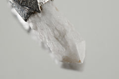 Australian Drusy Cathedral Candle Quartz Point Stack Pendant, Organic Textured Sterling Silver, Crown Chakra,Aquarius, Spiritual,Unique Gift