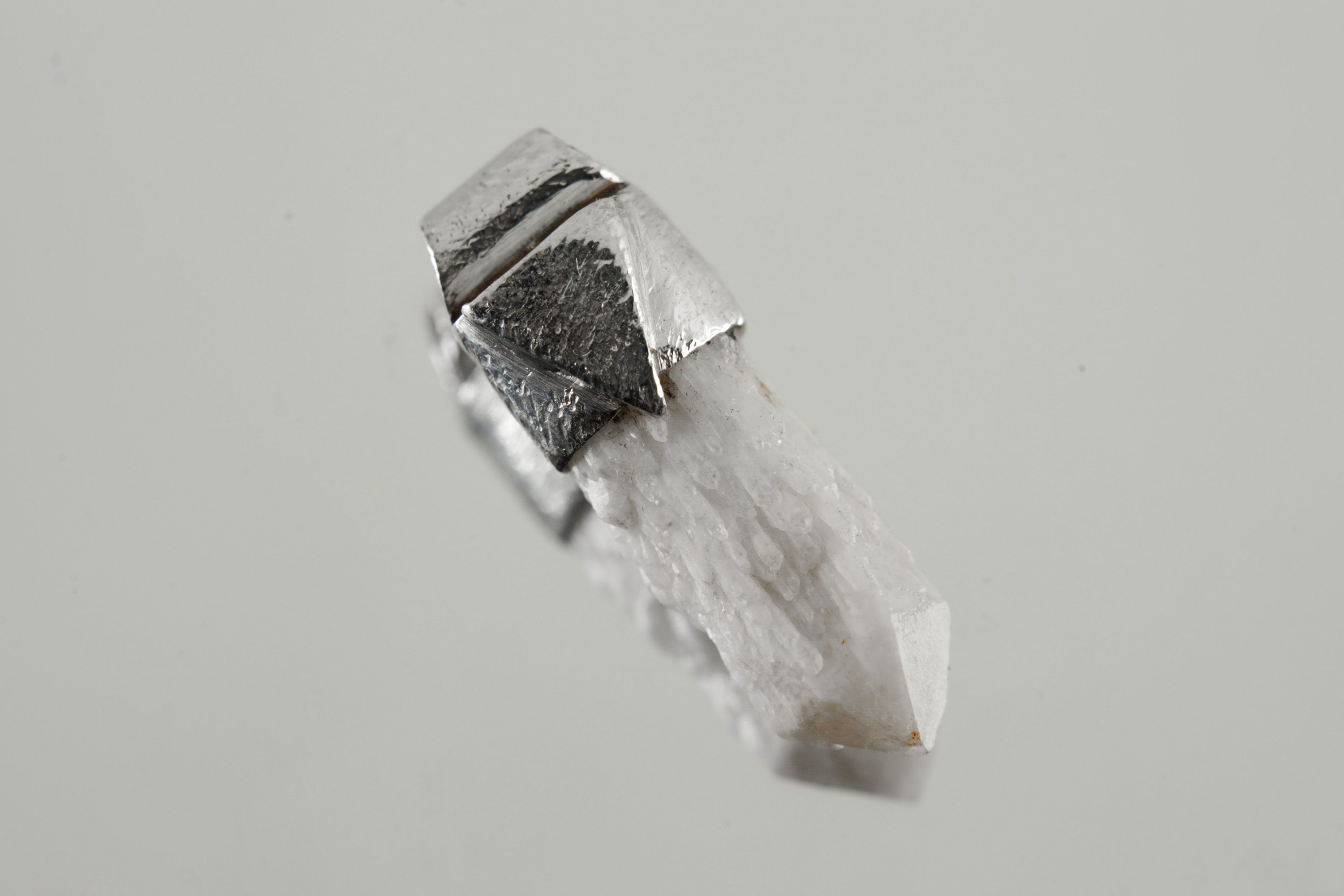 Australian Drusy Cathedral Candle Quartz Point - Stack Pendant - Organic Textured 925 Sterling Silver - Crystal Necklace