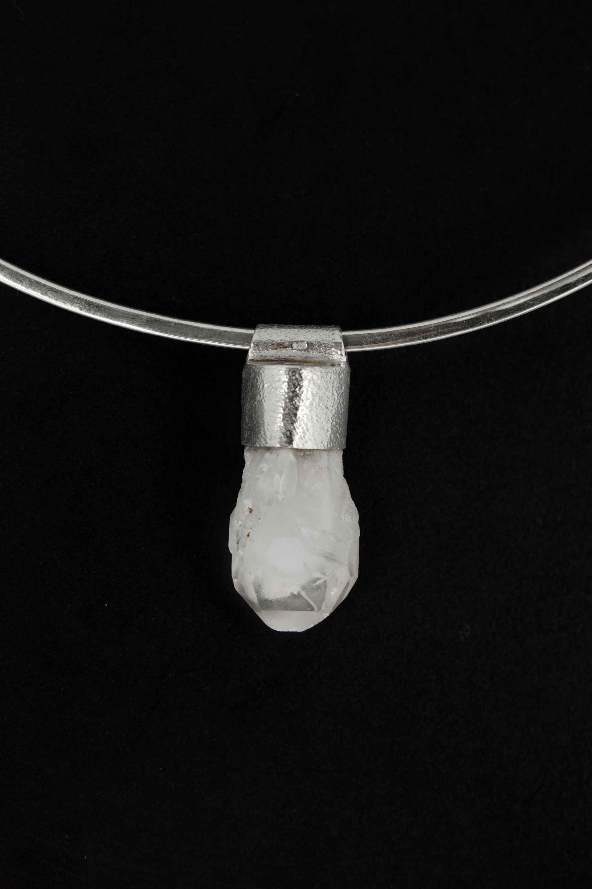 Australian Drusy Phantom Quartz Stack Pendant 925 Silver White Crystal Necklace Crown Chakra Layering Gift
