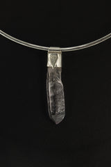 Light Anhydro Lemurian Vera Cruz Amethyst Laser Point Stack Pendant, Organic Textured Sterling Silver, Crown Chakra, Aquarius, Unique Gift