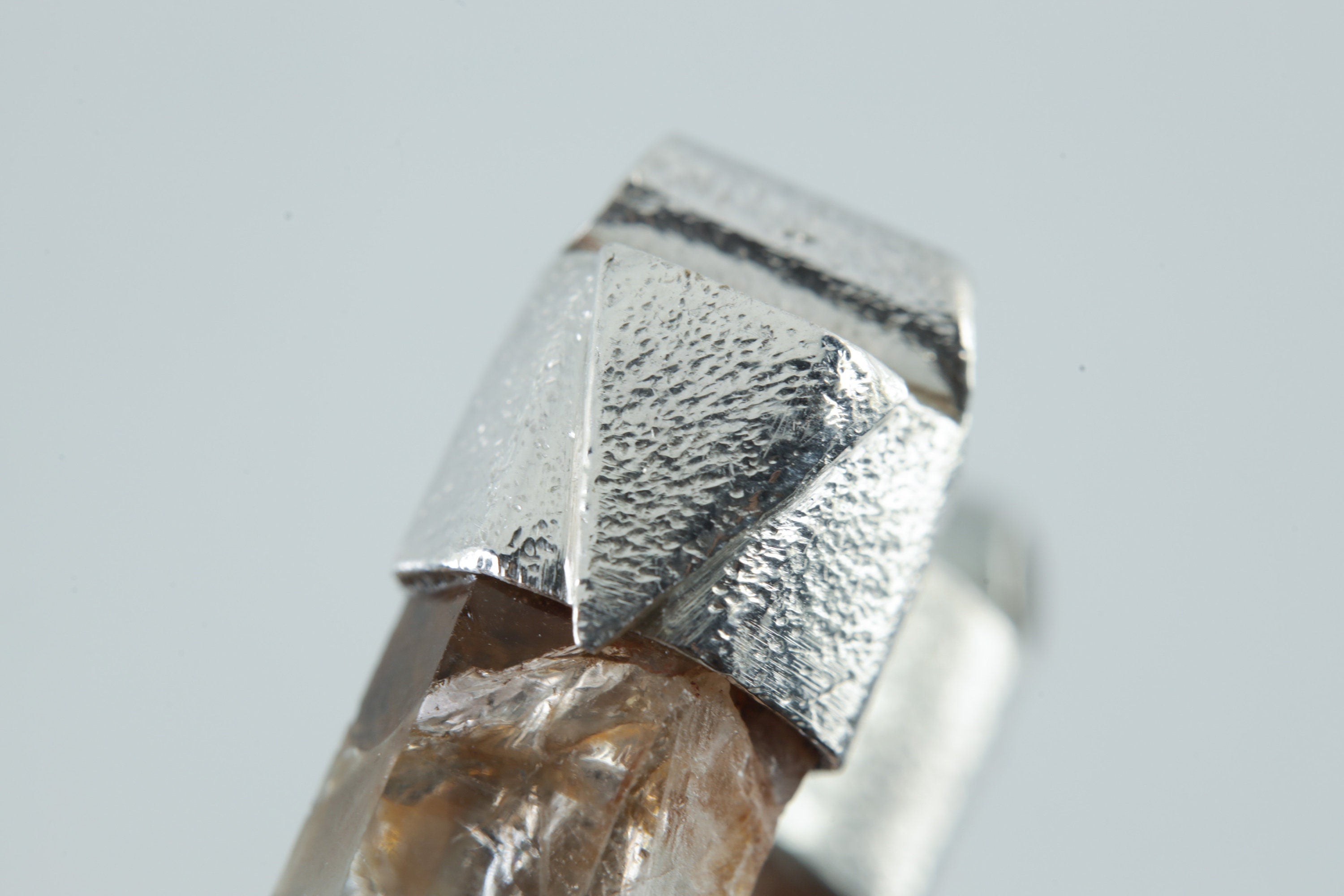 Lemurian Lithium Quartz Point Stack Pendant, Organic Textured Sterling Silver, Heart Chakra, Libra, Emotional Balance Healing, Unique Gift
