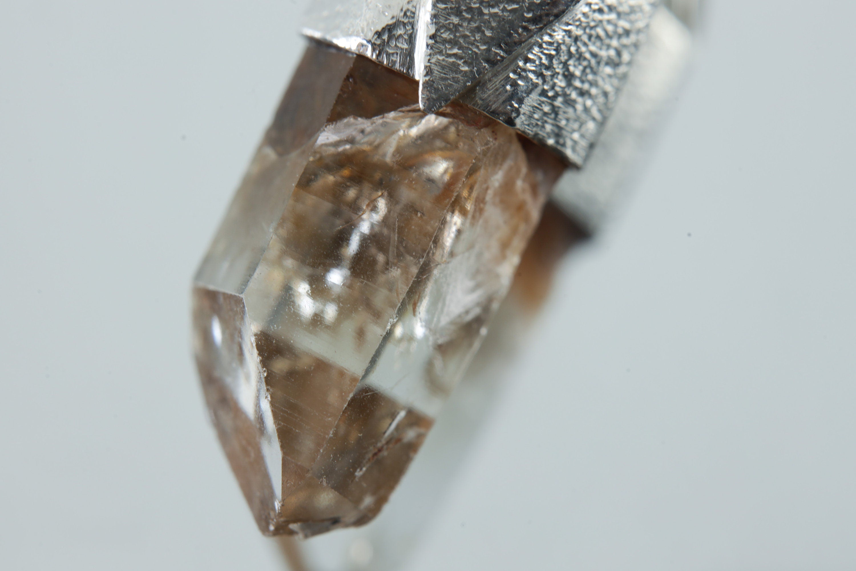 Lemurian Lithium Quartz Point Stack Pendant, Organic Textured Sterling Silver, Heart Chakra, Libra, Emotional Balance Healing, Unique Gift