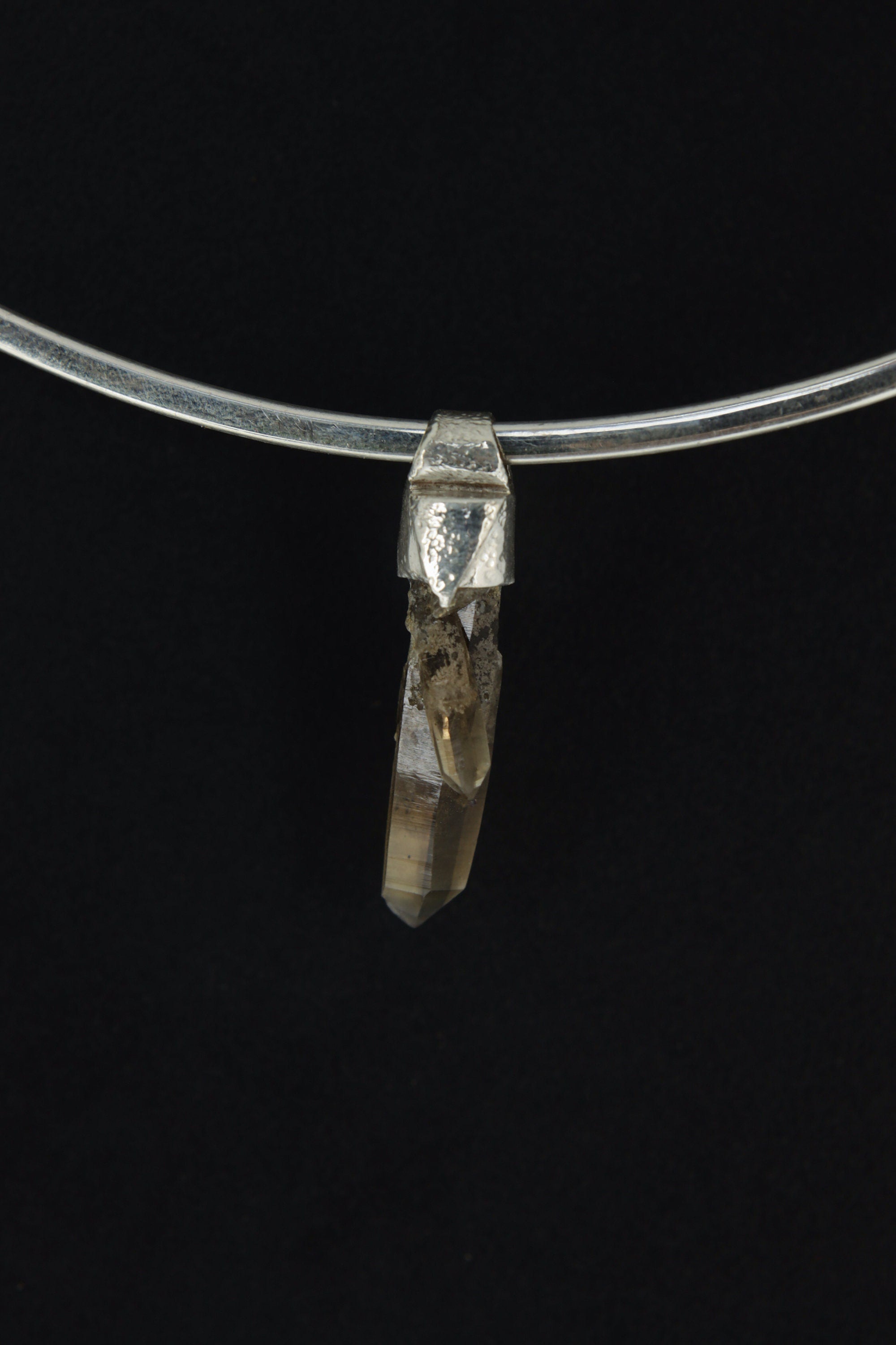 Torrington Laser Citrine Quartz Point Pendant: Sterling Silver, Solar Plexus Chakra