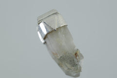 Australian Chlorite Phantom Quartz Point - Stack Pendant - Organic Textured 925 Sterling Silver - Crystal Necklace