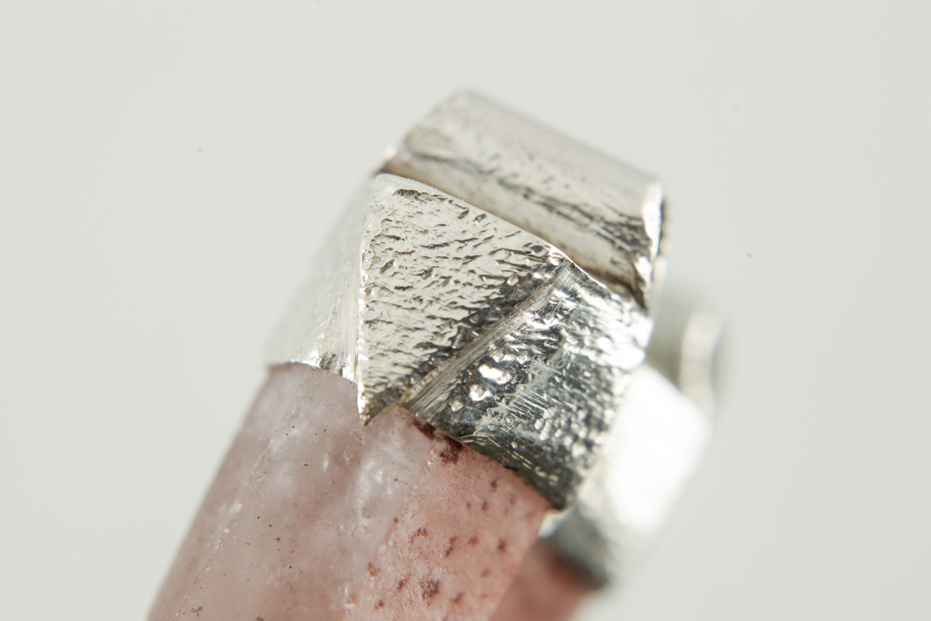 Australian Phantom Lithium Quartz Point Stack Pendant, Organic Textured 925 Sterling Silver, Heart Chakra, Libra Zodiac,Unique Gift - No/03