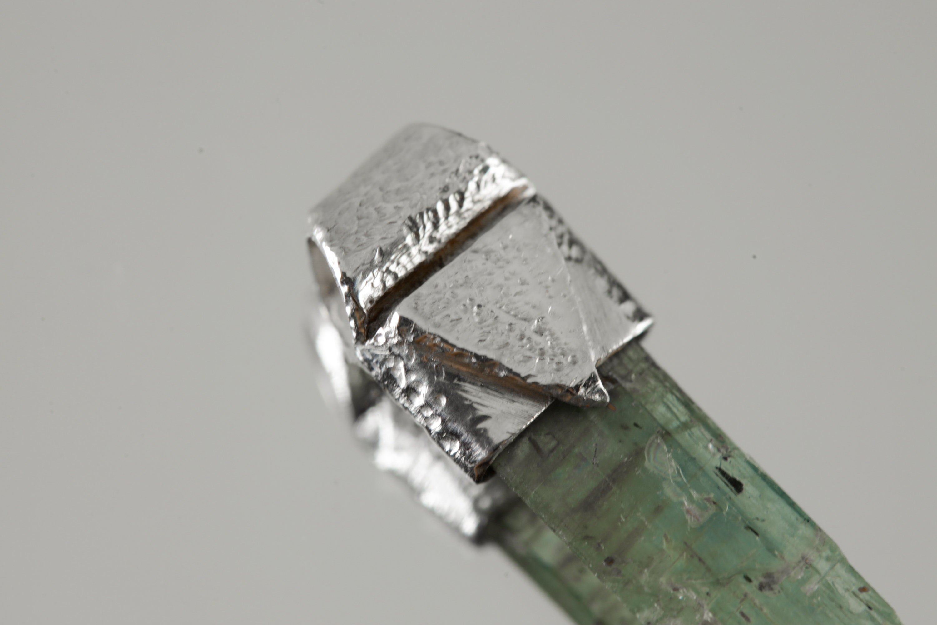 Aquamarine Crystal Pendant: Textured Sterling Silver, Raw Gemstone