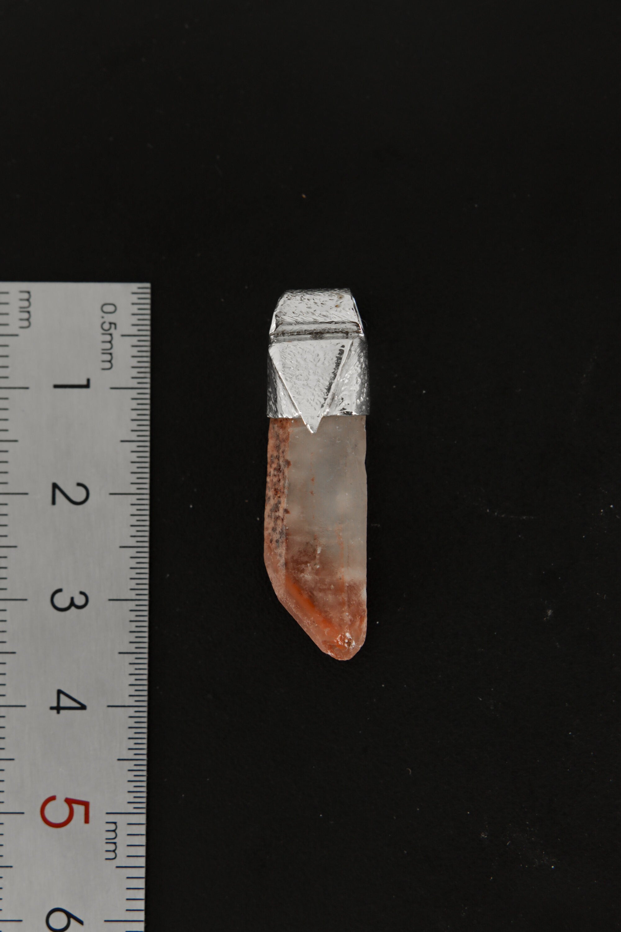 Australian Phantom Lithium Quartz Point - Stack Pendant - Organic Textured 925 Sterling Silver - Crystal Necklace - No/02