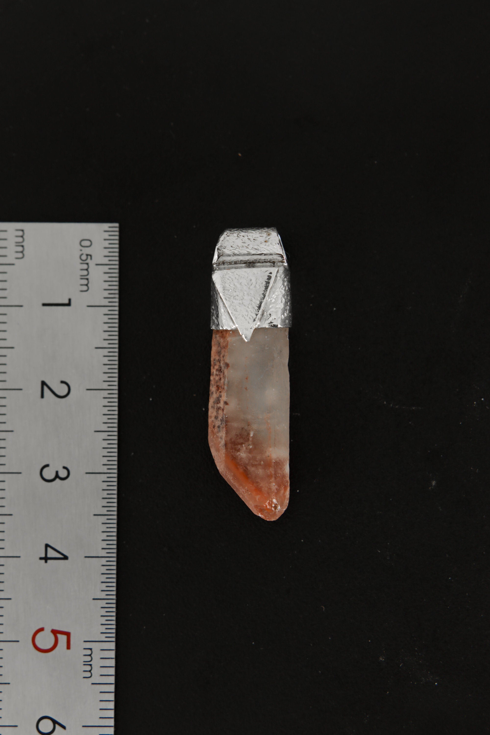 Australian Phantom Lithium Quartz Pendant: Textured Sterling Silver Crystal Point