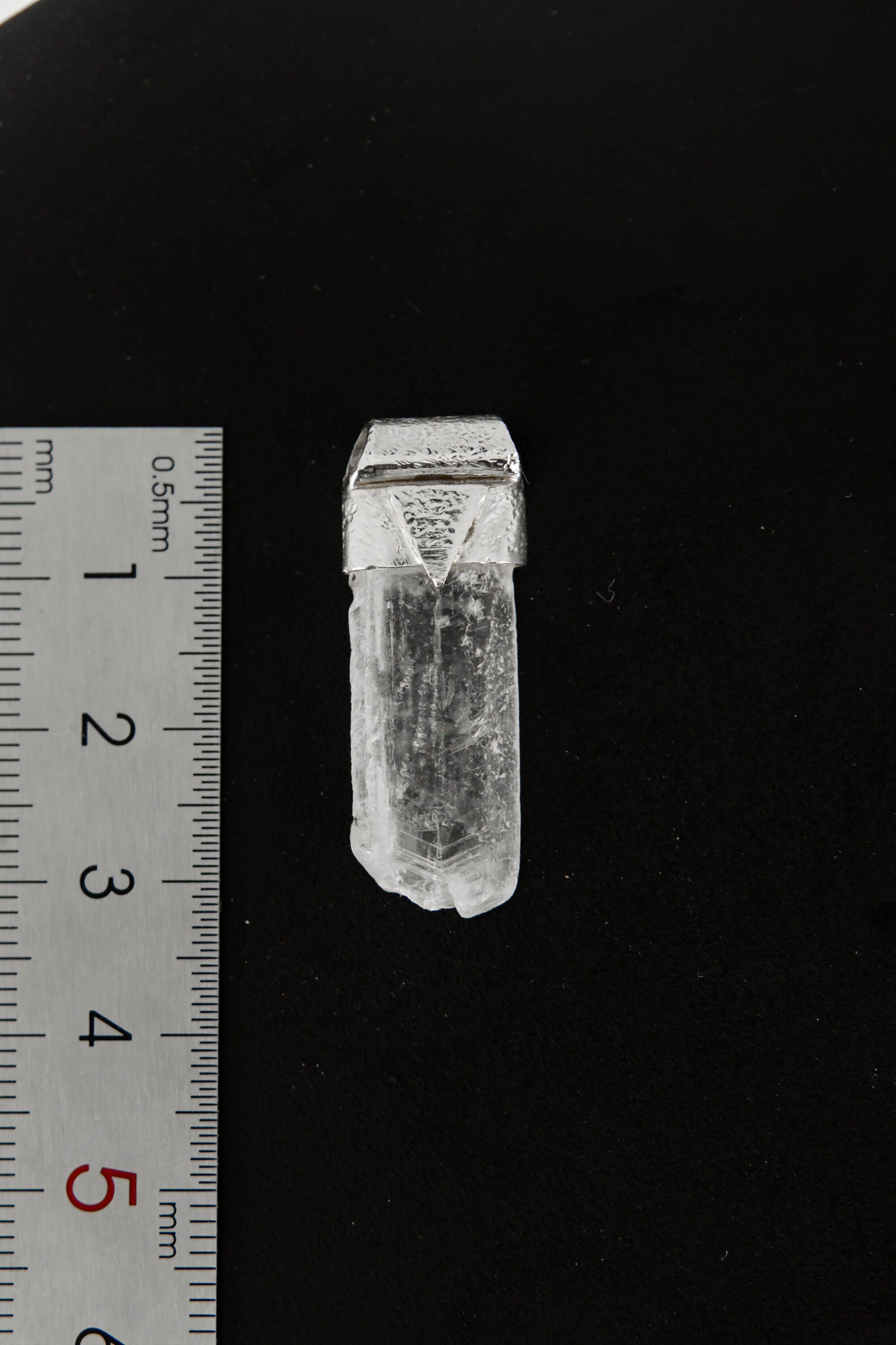Selenite Crystal Stack Pendant: Sterling Silver Textured Bezel