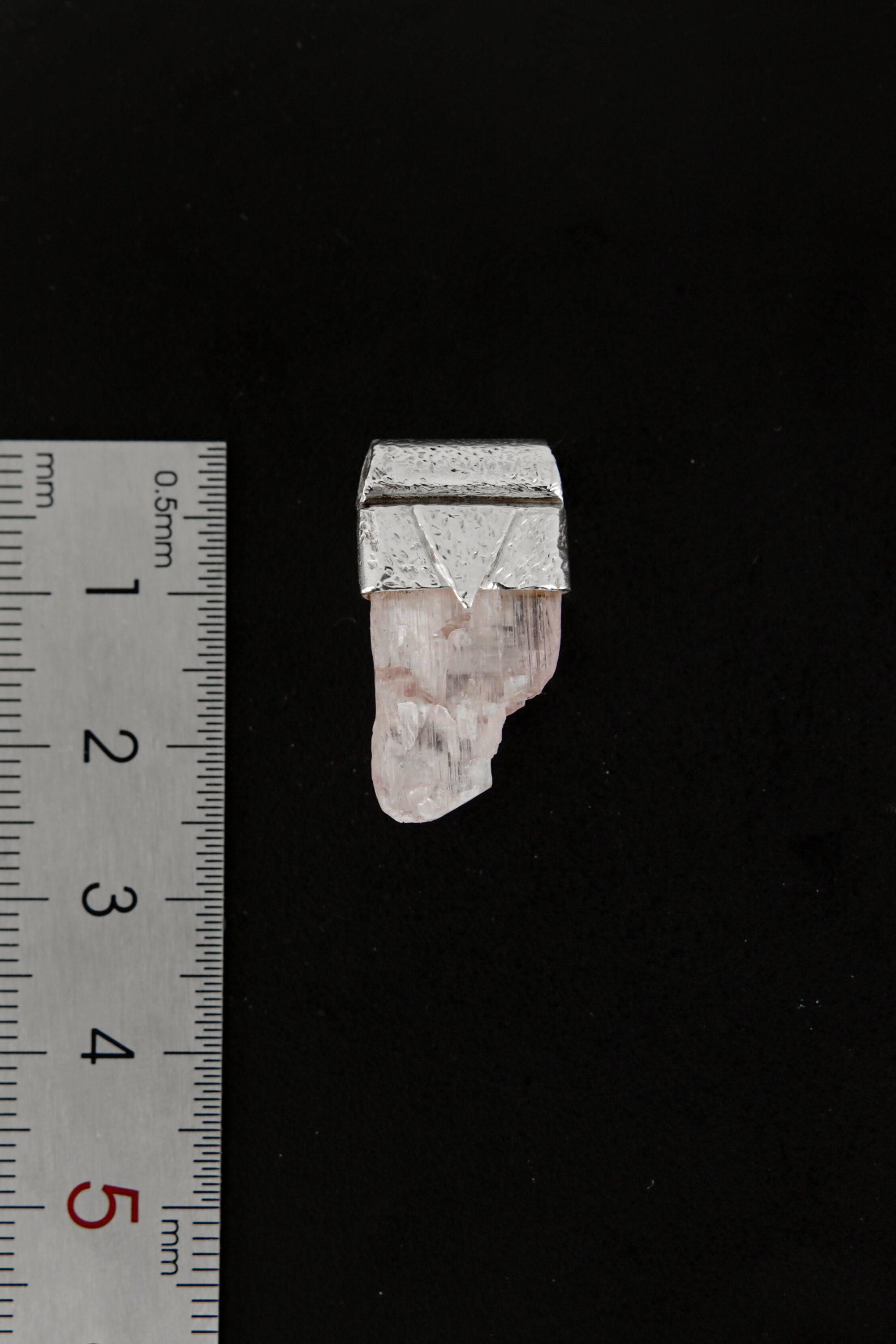 Kunzite Stack Pendant: Light Pink Spodumene, Sterling Silver, Heart Chakra