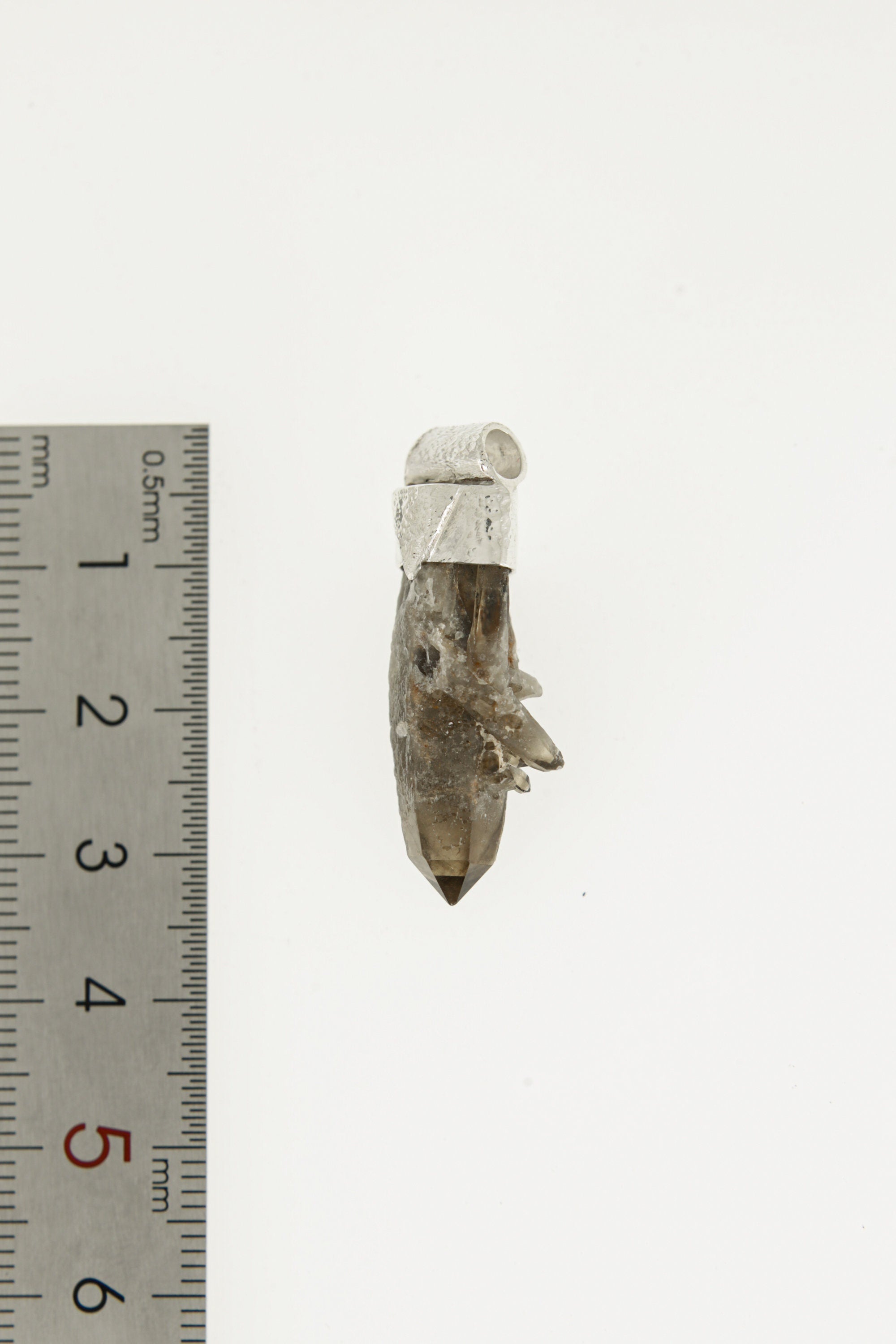 Torrington Cathedral Drusy Phantom Laser Citrine Quartz Point Stack Pendant,Organic Textured Sterling Silver,Solar Plexus Chakra,Unique Gift