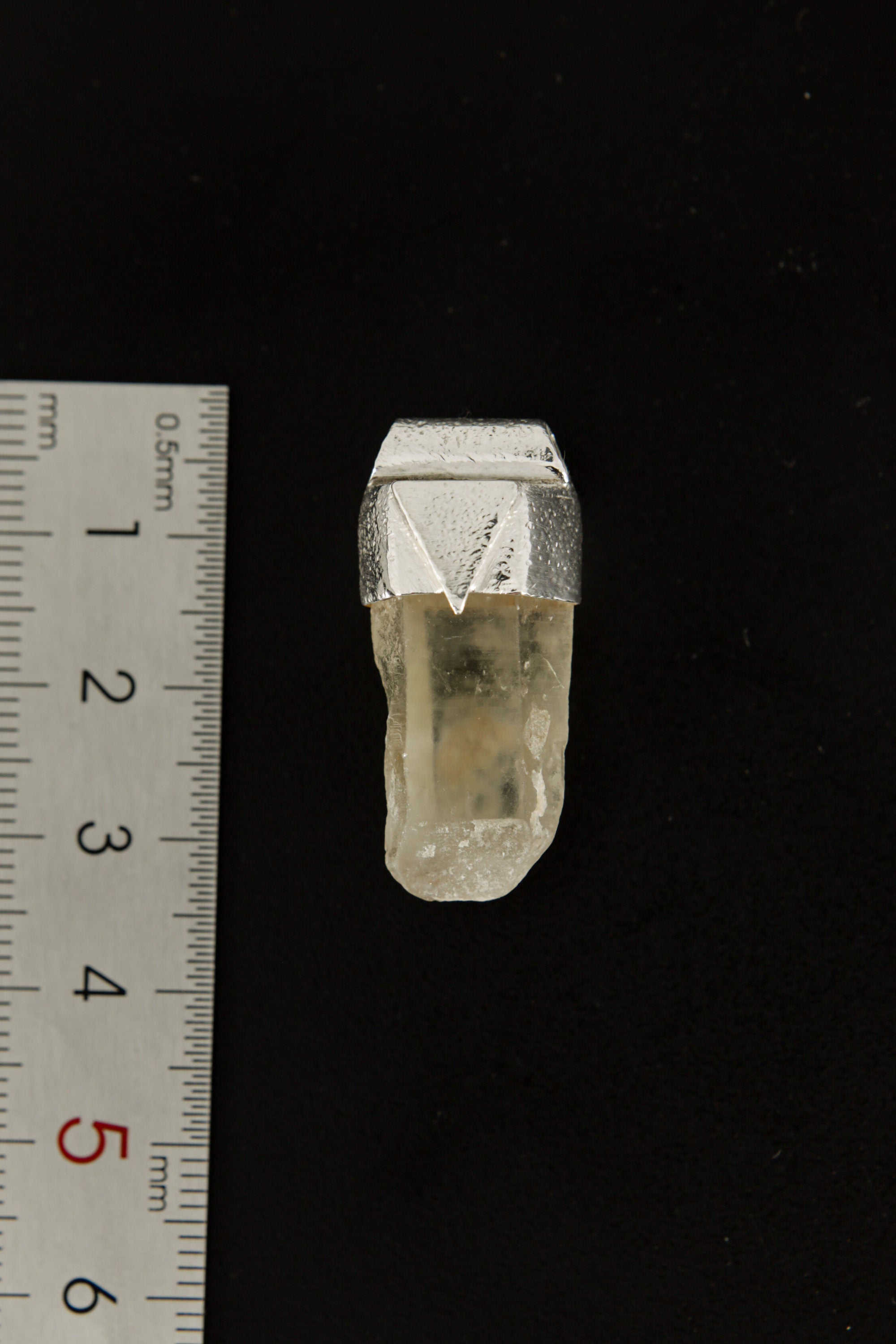 Australian Lemurian Light Citrine Quartz Point - Stack Pendant - Organic Textured 925 Sterling Silver - Crystal Necklace