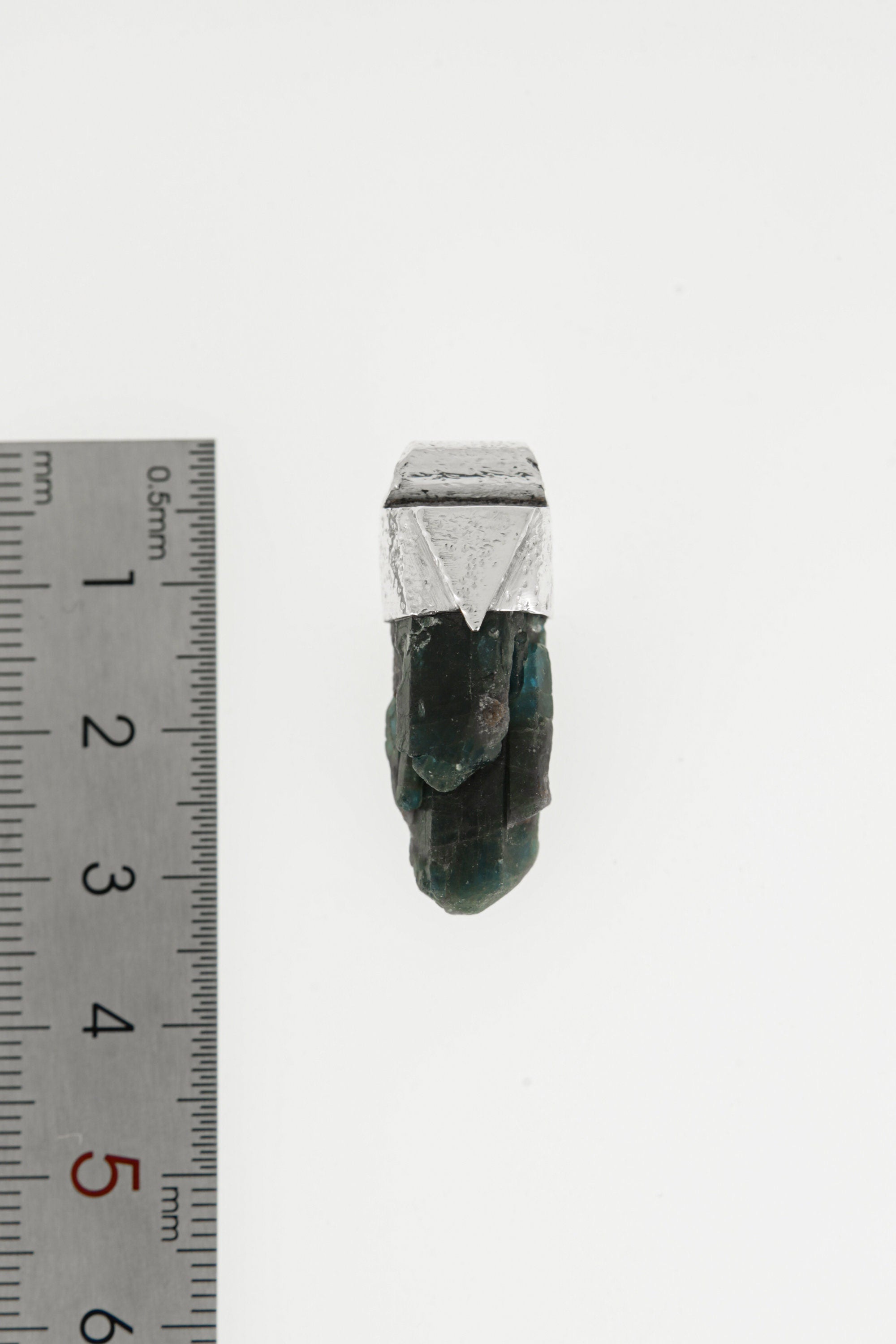 Rare Multi-Terminated Blue Apatite Specimen Pendant, Stack Collection Charm, Organic Textured Sterling Silver, Throat Chakra, Gemini Zodiac