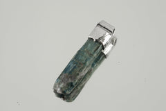Kyanite Stack Pendant Necklace with Organic Textured 925 Sterling Silver, Crystal Accents, Libra Horoscope, Throat Chakra Jewelry