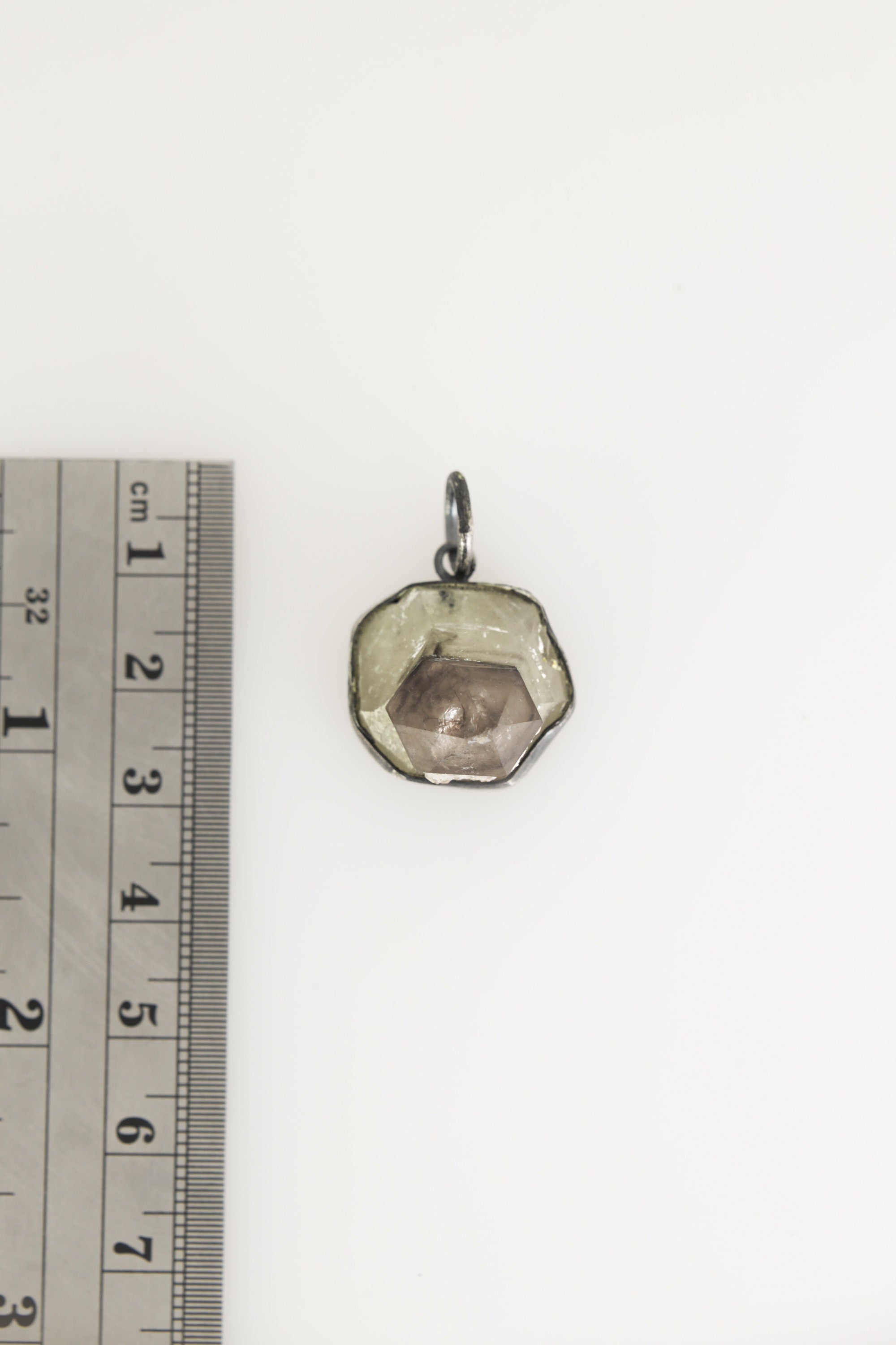 Torrington Citrine Pendant - Sterling Silver - Oxidized - Brush Texture - NO/8