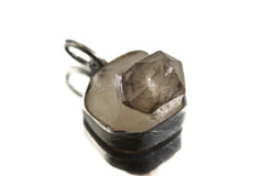 Torrington Citrine Pendant - Sterling Silver - Oxidized - Brush Texture - NO/8