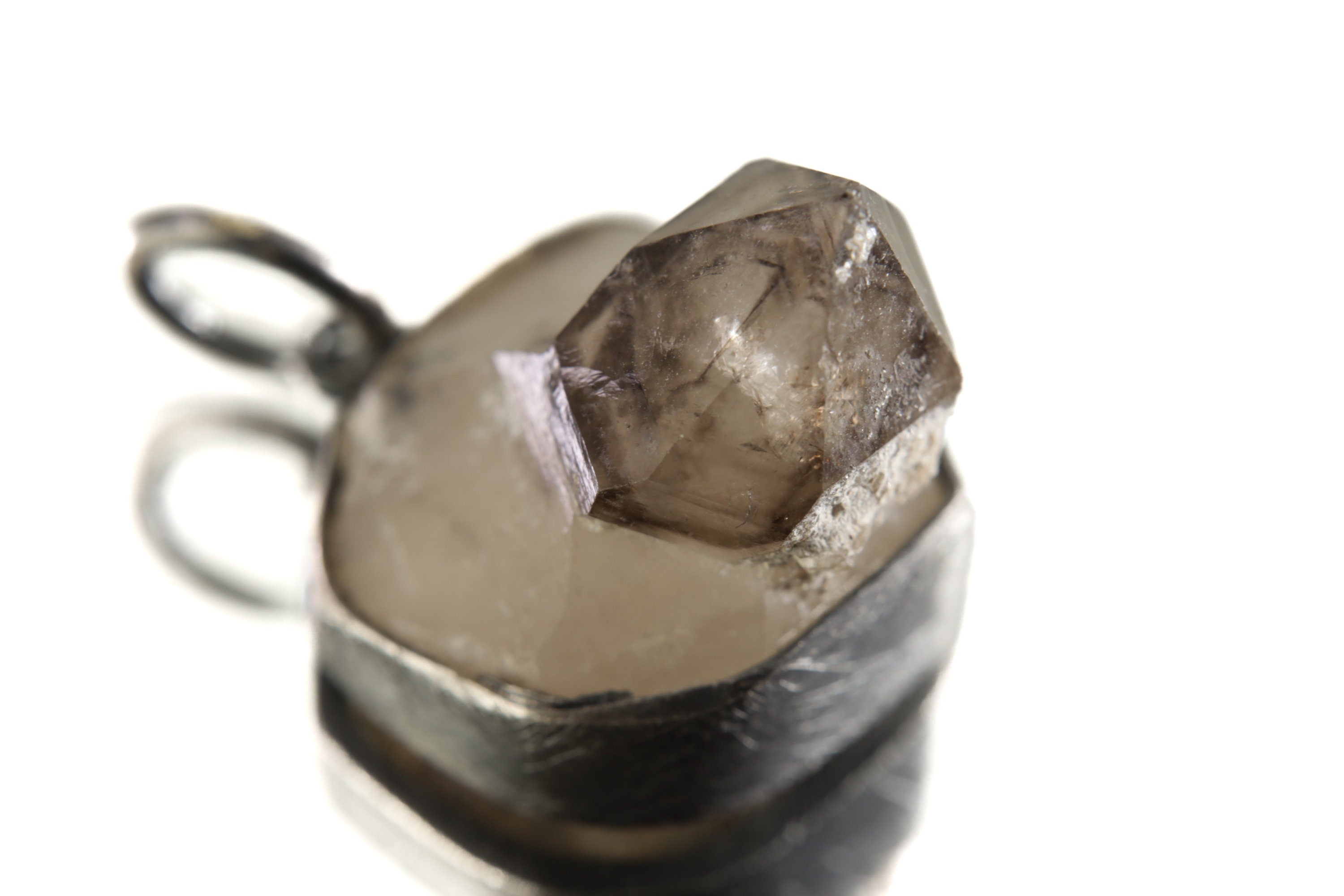 Torrington Citrine Pendant - Sterling Silver - Oxidized - Brush Texture - NO/8