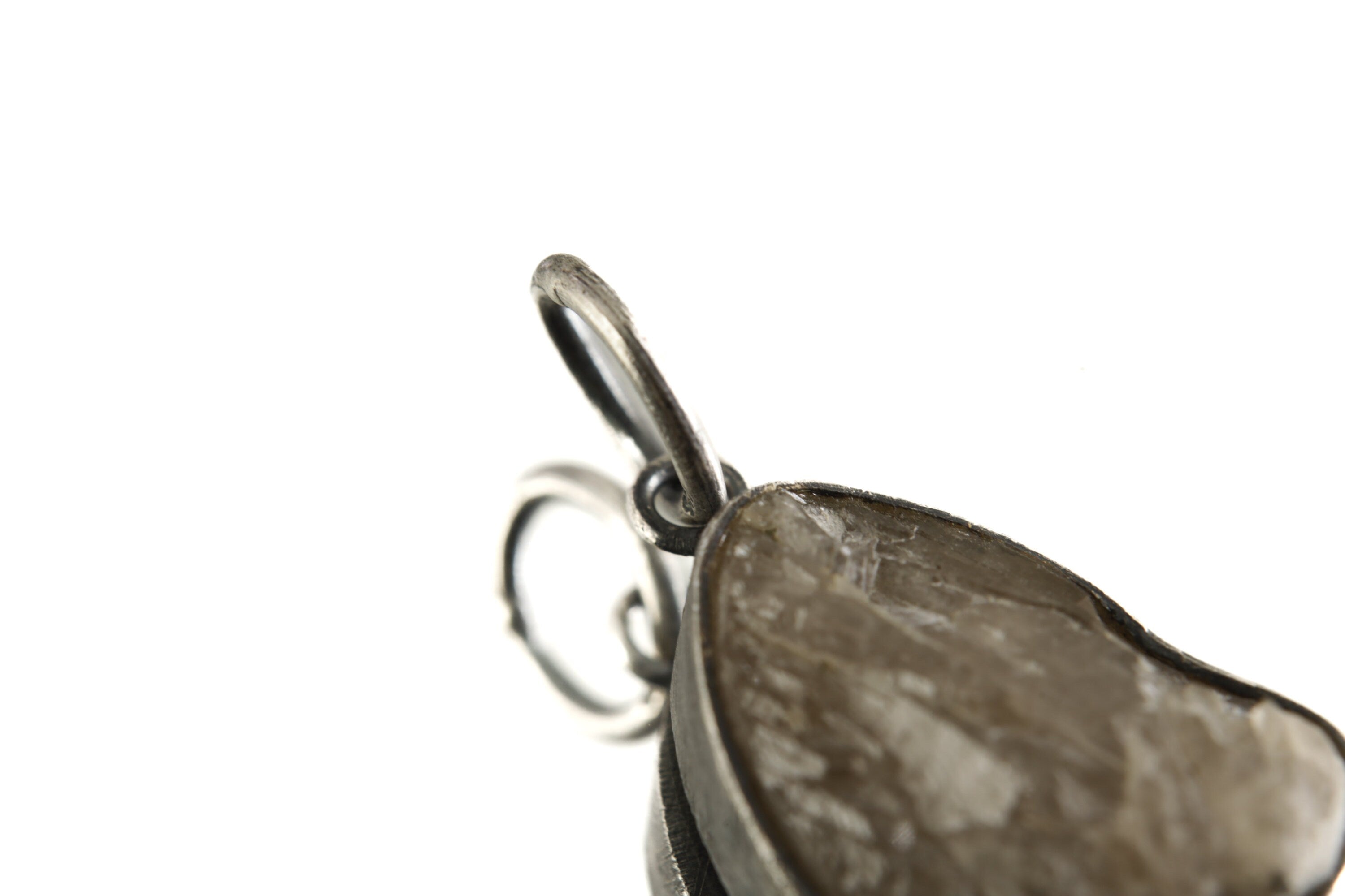 Ethereal Torrington Citrine Pendant - Sterling Silver - Oxidized - Brush Texture- NO/12