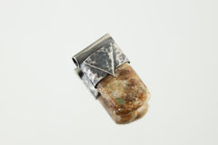 Polished Brown Himalayan Gem Dravite Tourmaline Specimen, Stack Pendant, Organic Textured Sterling Silver, Root Chakra, Scorpio Zodiac