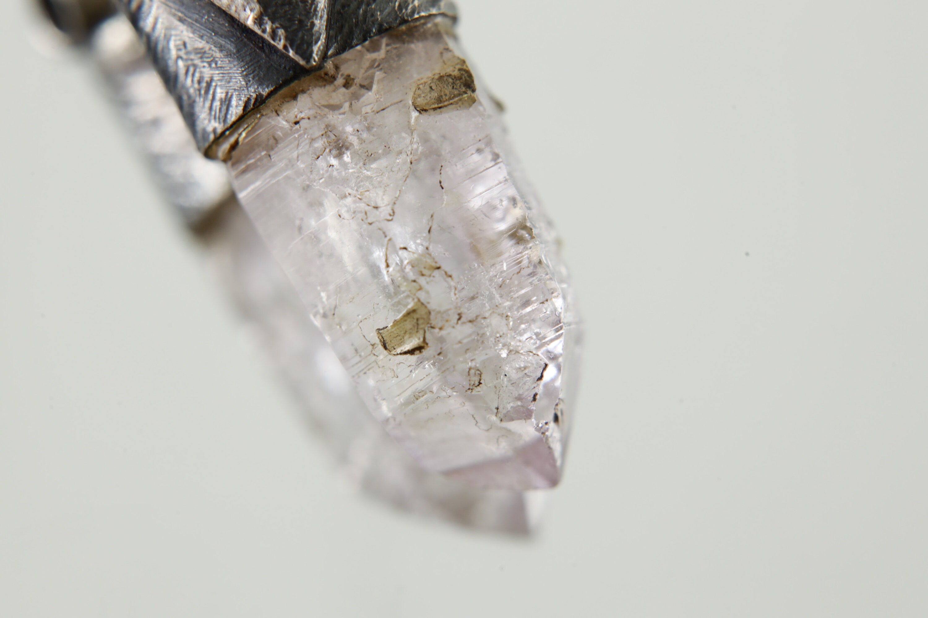 Vera Cruz Amethyst - Stack Pendant - Organic Textured 925 Sterling Silver - Crystal Necklace- NO/02