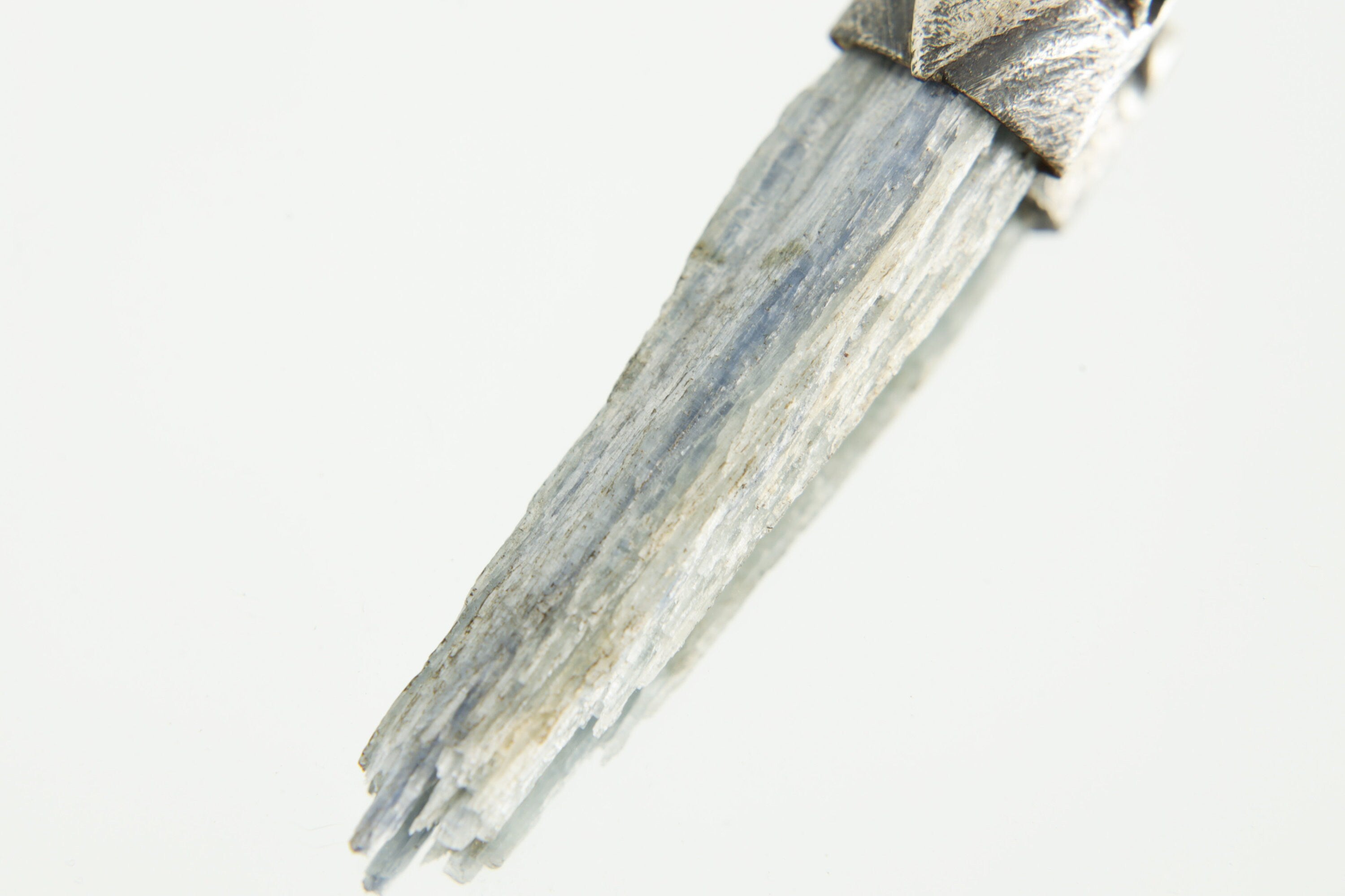 Australian Ocean Kyanite - Stack Pendant - Organic Textured 925 Sterling Silver - Crystal Necklace