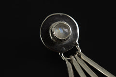 Blue Moonstone - Stack Pendant - Organic Textured 925 Sterling Silver - Crystal Necklace