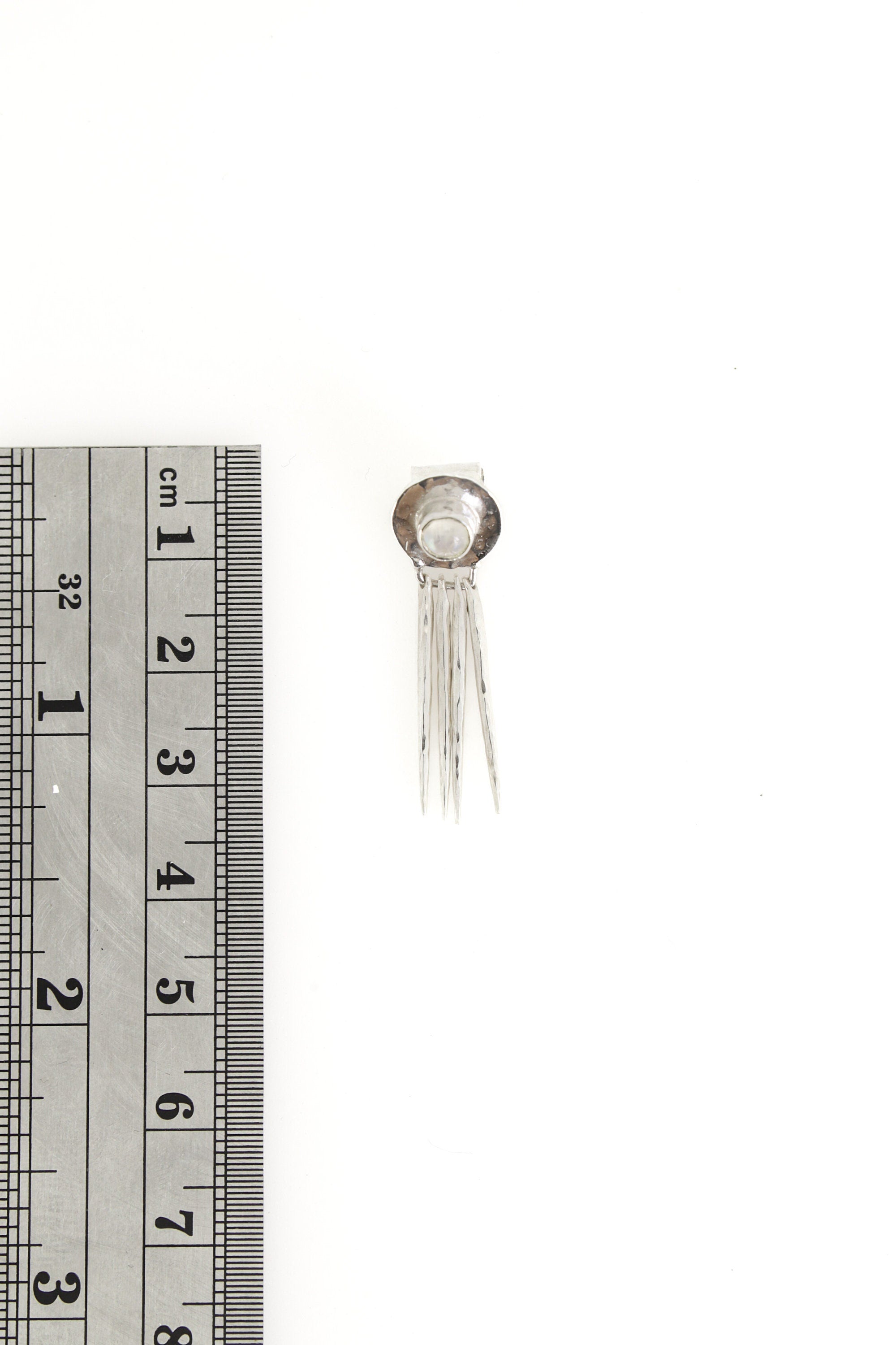 Blue Moonstone Stack Pendant, Organic Textured 925 Sterling Silver, Crown Chakra, Cancer Zodiac, Intuition and Emotional Balance