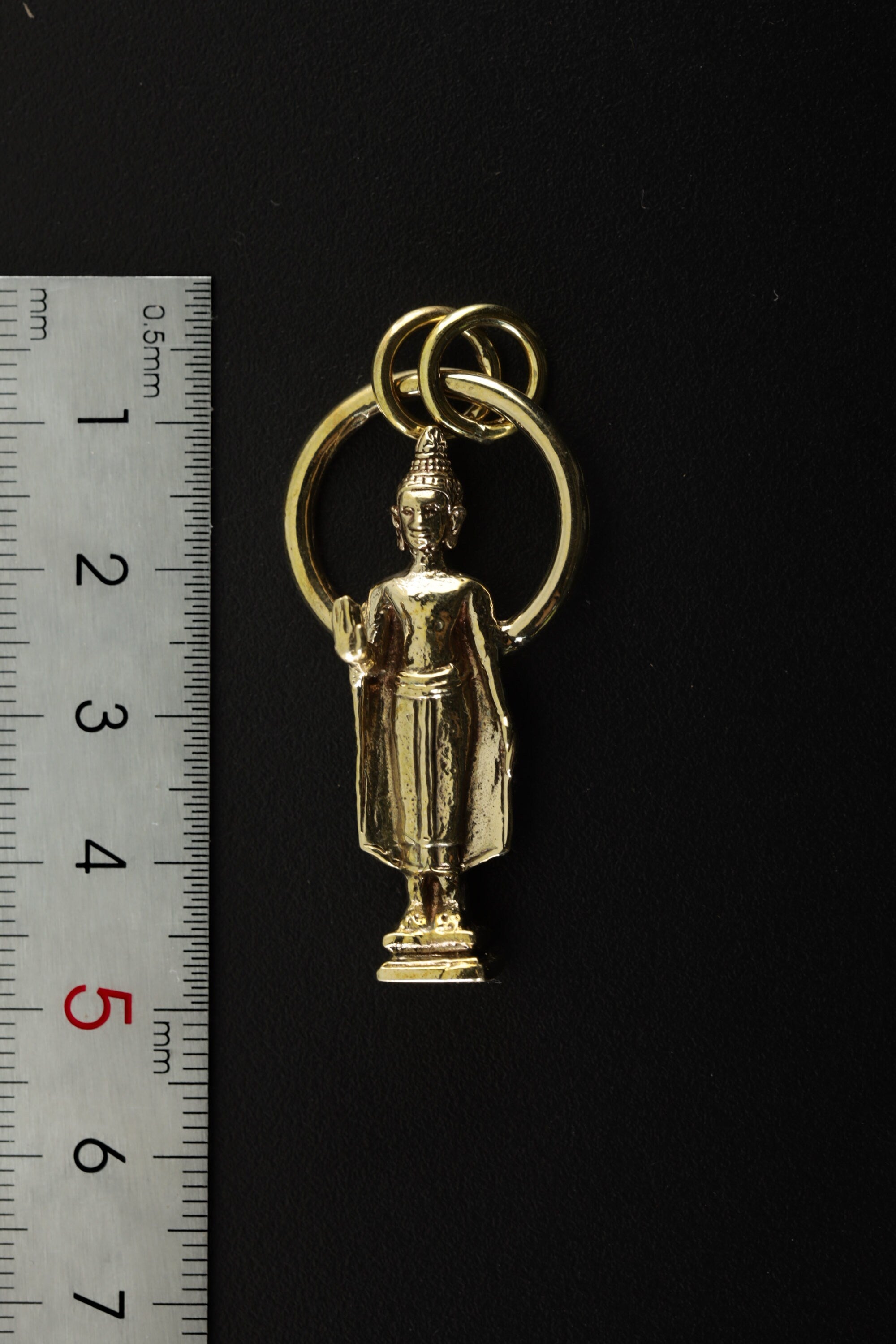 Gold Plated Brass Buddhist Pendant Necklace with Blessing Aura Verdana Buddha Talisman, Spiritual Charm for Enlightenment