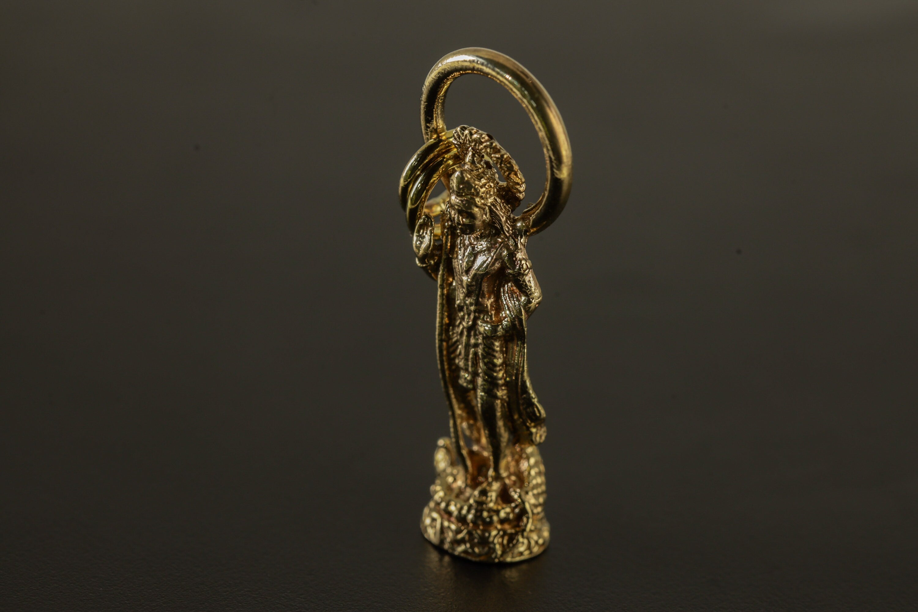Divine Veenadhara Saraswati - Gold Plated Brass Cast - Pendant Necklace