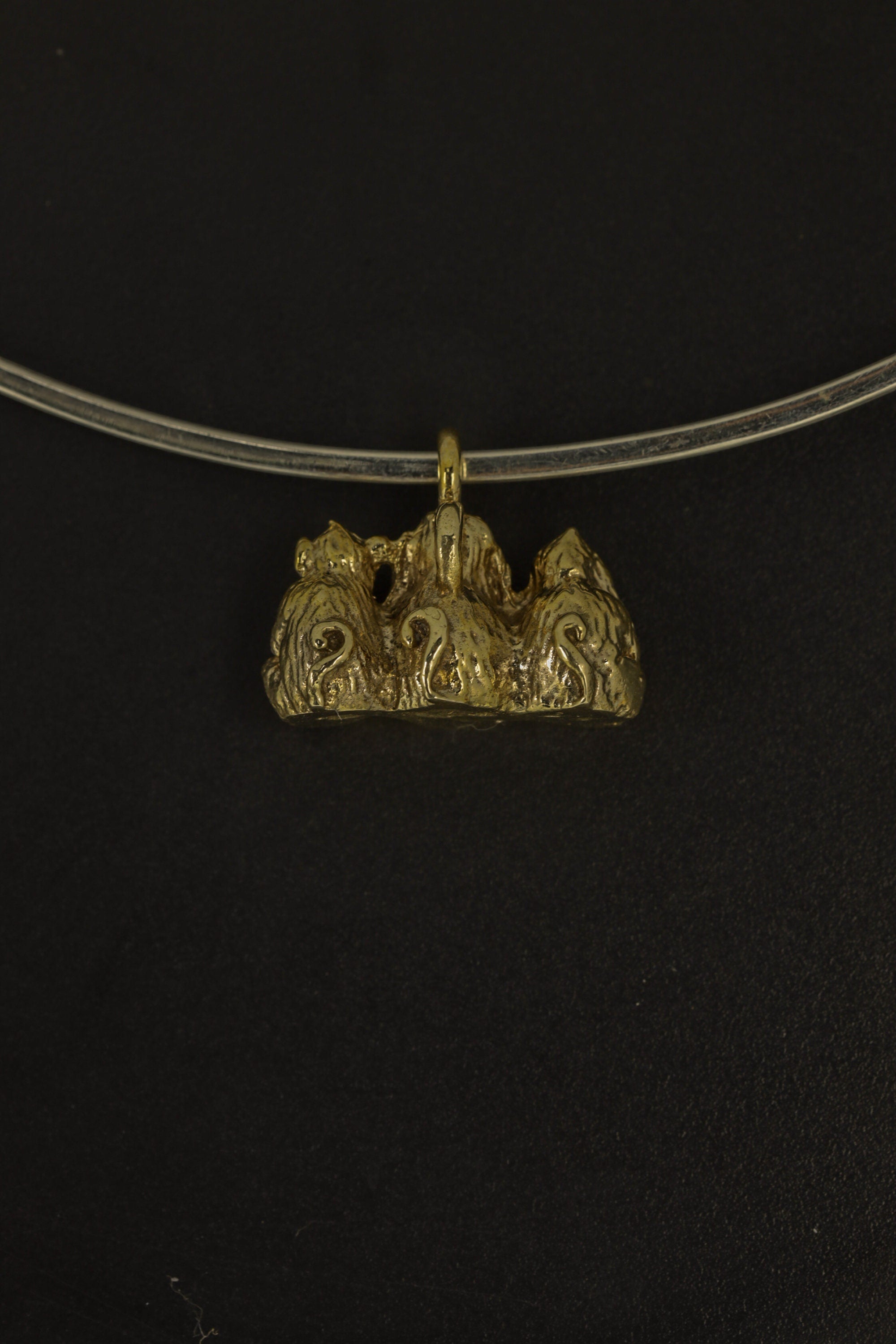 TriSage Simians Cast Pendant Necklace, Three Monkey Talisman in Gold Plated Brass cast, Embodying See Hear Do No Evil, Spiritual Charm Cast