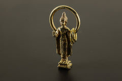 Gold Plated Brass Buddhist Pendant Necklace with Blessing Aura Verdana Buddha Talisman, Spiritual Charm for Enlightenment