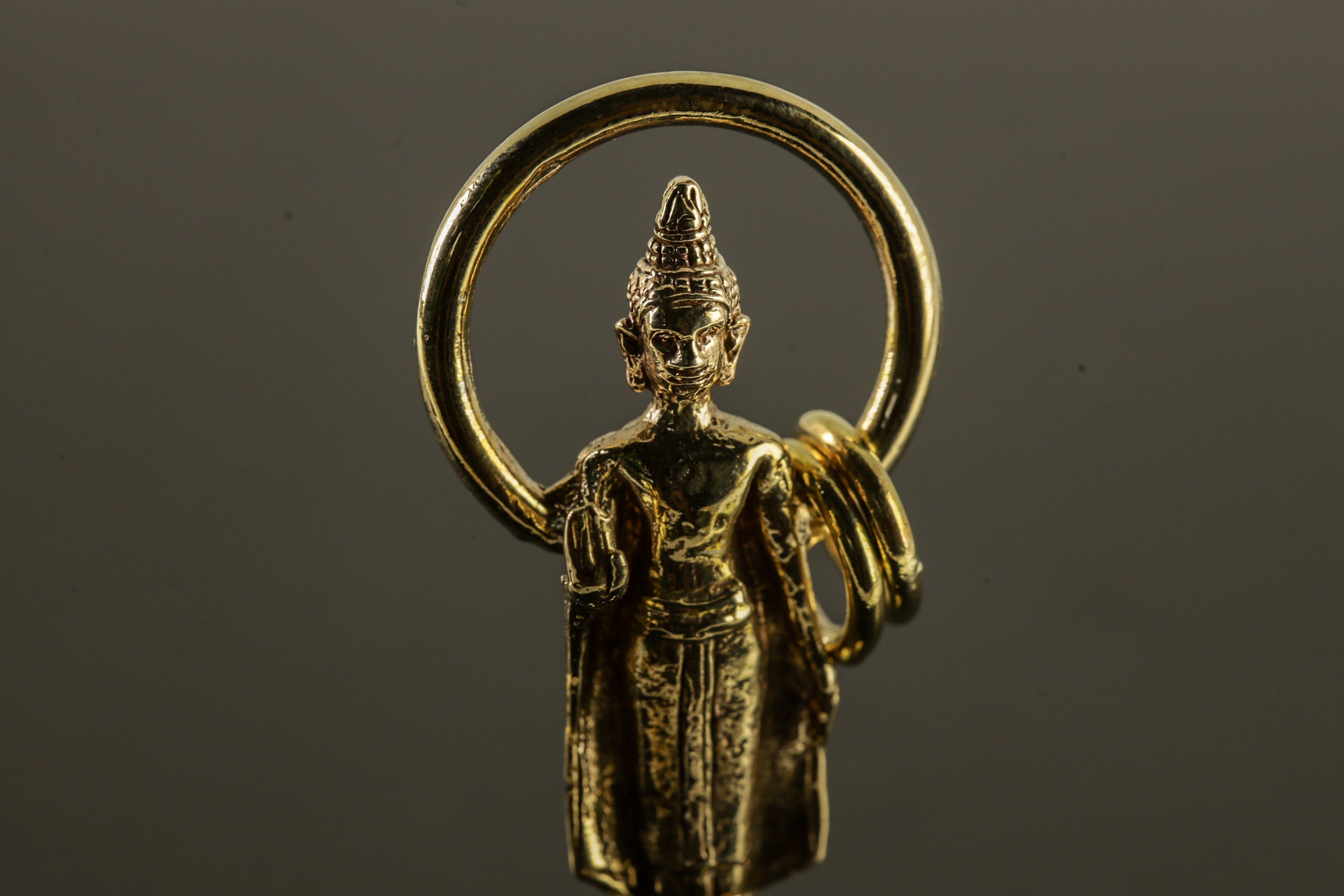 Blessing Aura Verdana Buddha - Gold Plated Brass Cast - Pendant Necklace