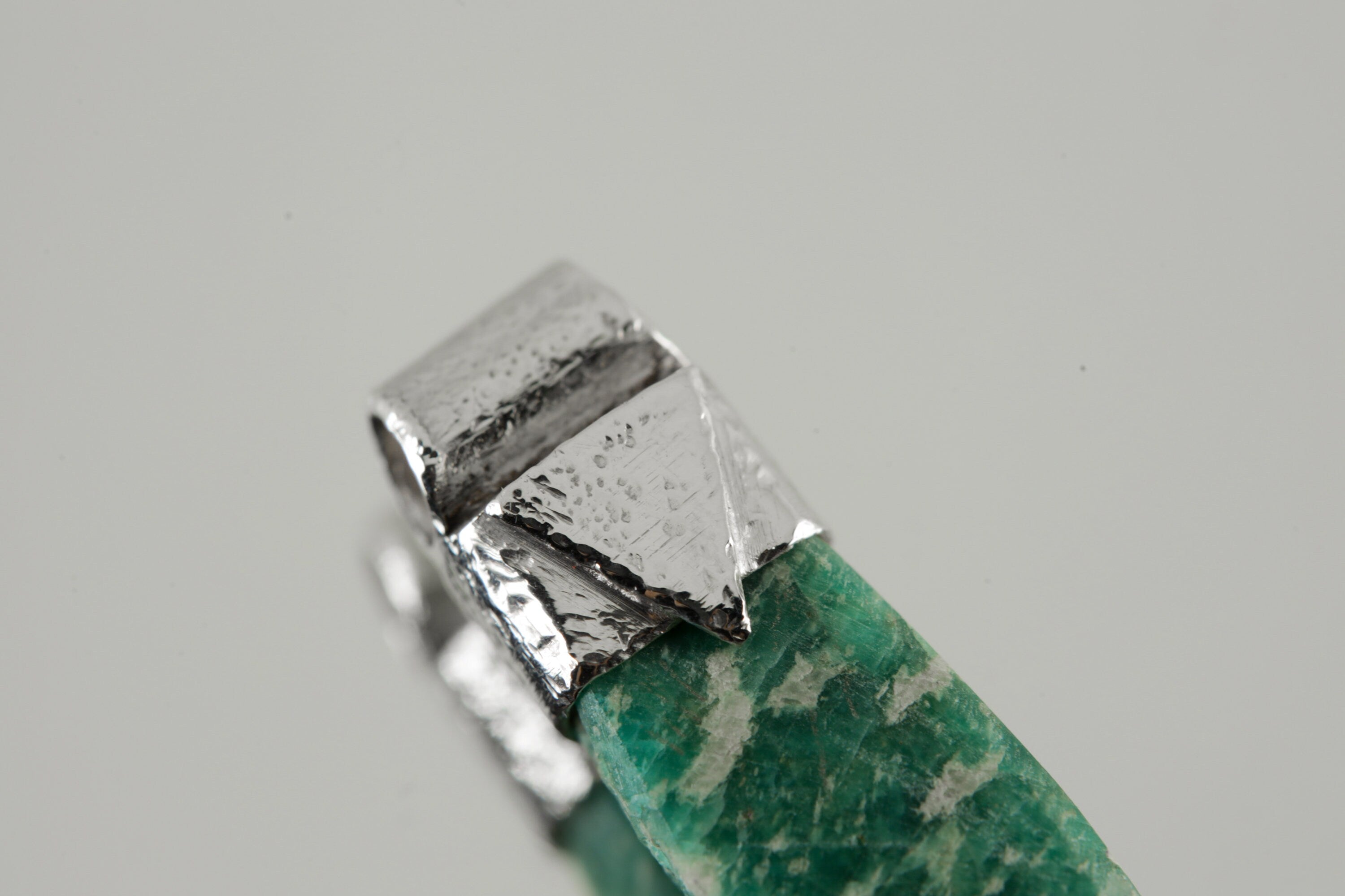 Rough Cut Amazonite - Stack Pendant - Organic Textured 925 Sterling Silver - Crystal Necklace - No/2