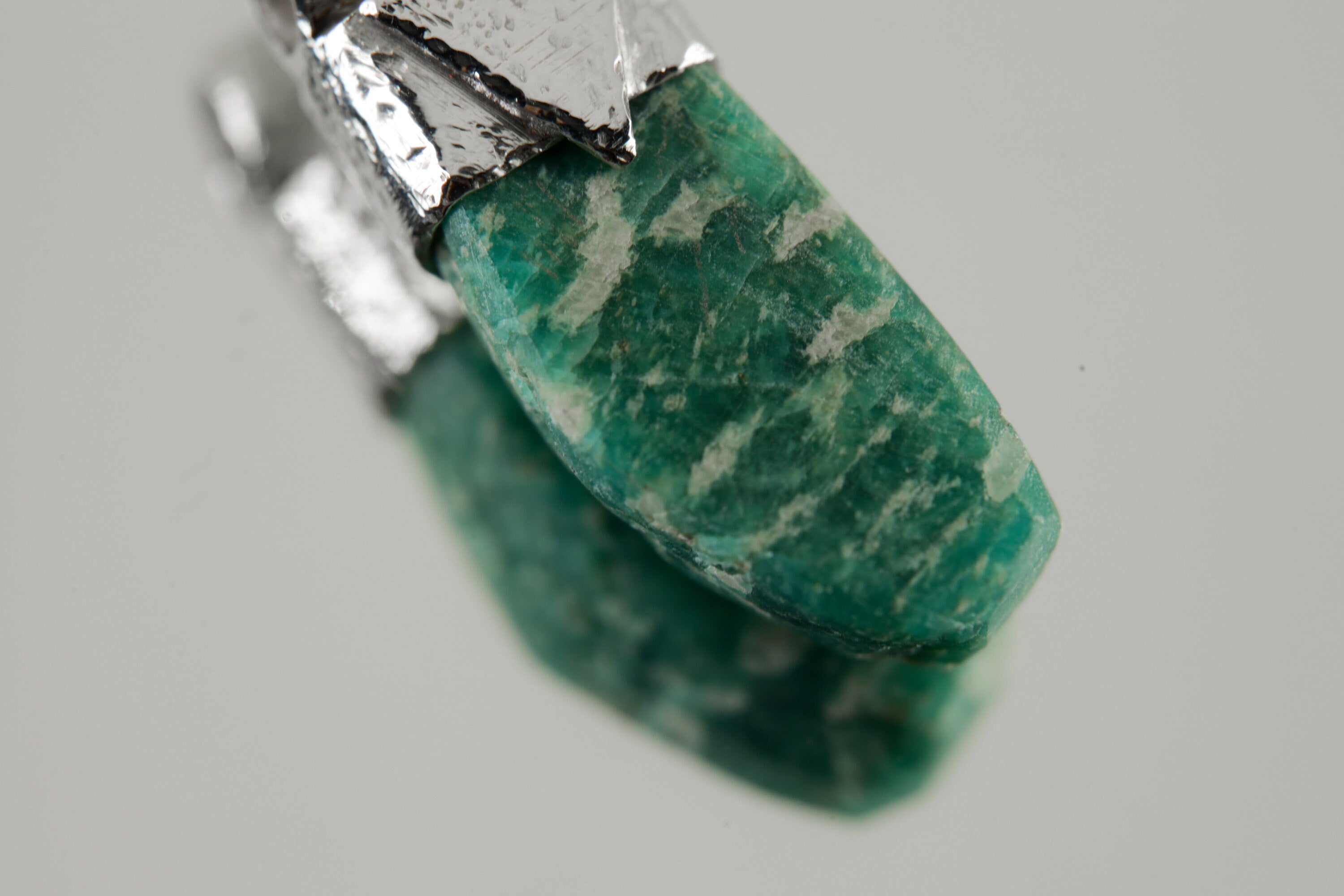 Rough Cut Amazonite - Stack Pendant - Organic Textured 925 Sterling Silver - Crystal Necklace - No/2