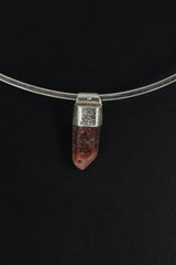 Australian Phantom Lithium Quartz Point Stack Pendant, Organic Textured 925 Sterling Silver,Heart Chakra,Libra, Balance, Unique Gift - No/01