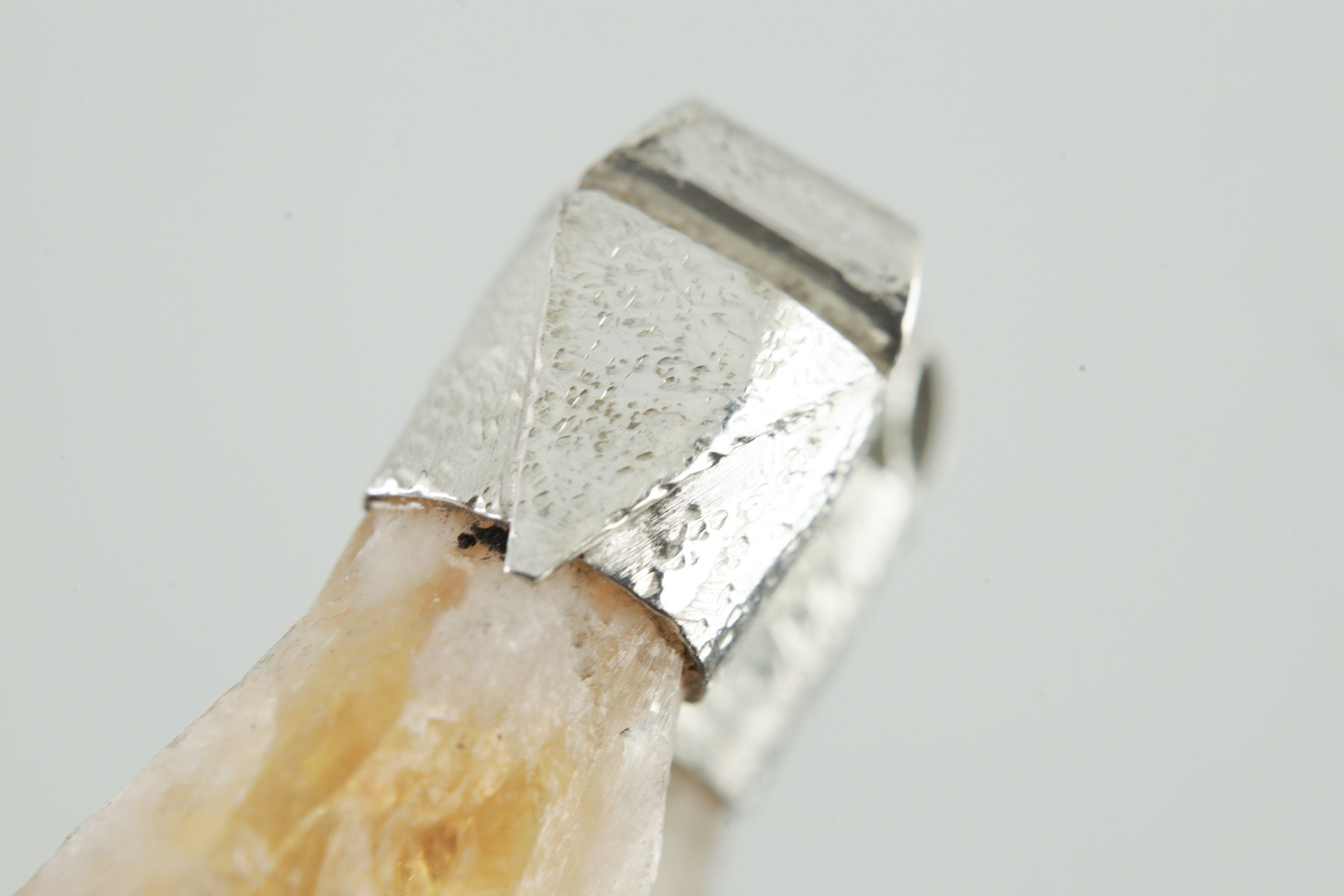 Phantom Citrine Quartz Stack Pendant 925 Silver Natural Crystal Necklace Solar Plexus Crown Chakra Gift