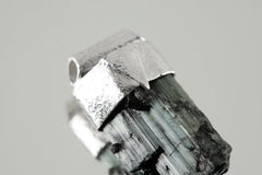 Raw Green Tourmaline - Stack Pendant - Organic Textured 925 Sterling Silver - Crystal Necklace - NO/02