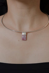 Small Raw Gemmy Ruby Stack Pendant, Organic Textured 925 Sterling Silver, Heart Chakra, Leo Zodiac, Passion and Vitality , Unique Gift