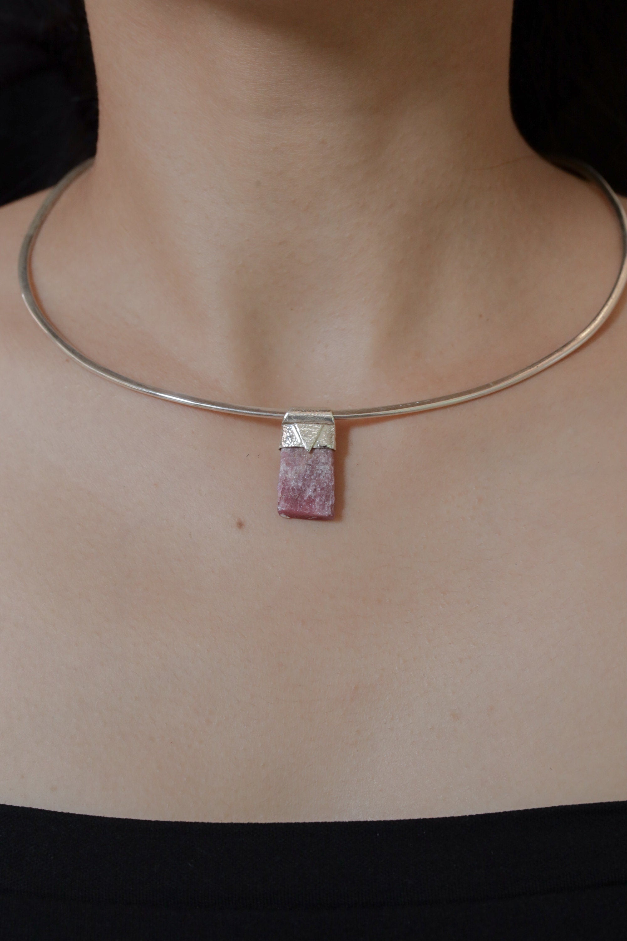 Small Raw Gemmy Ruby Stack Pendant, Organic Textured 925 Sterling Silver, Heart Chakra, Leo Zodiac, Passion and Vitality , Unique Gift